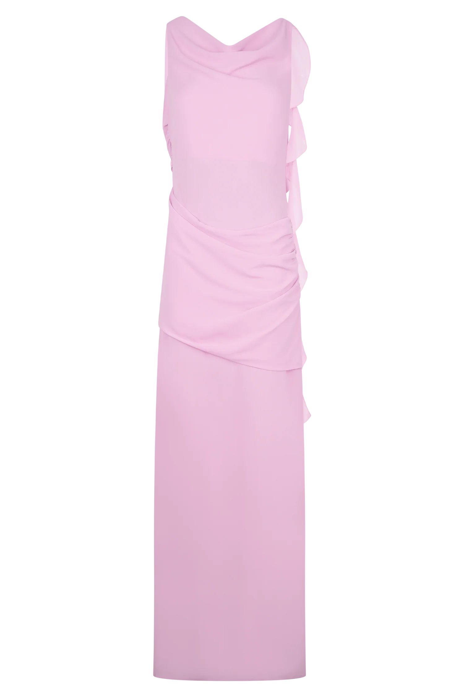 Daria Draped Chiffon Maxi Dress - Light Lilac