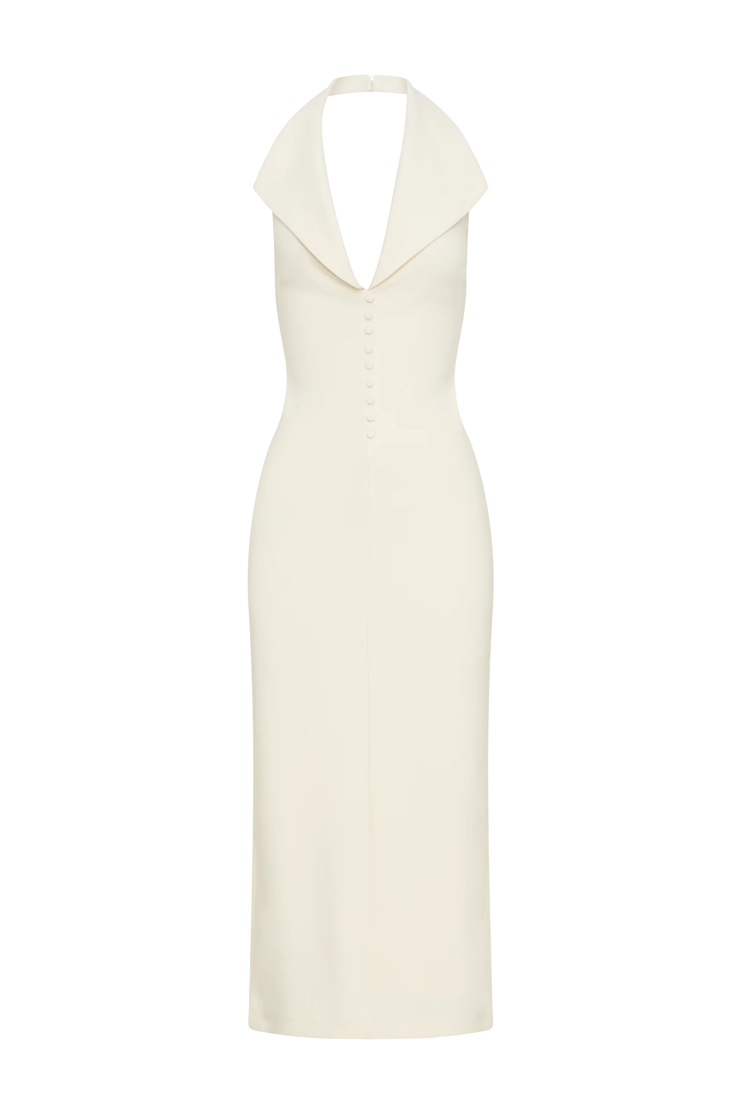 Annita Crepe Halter Midi Dress - Ivory