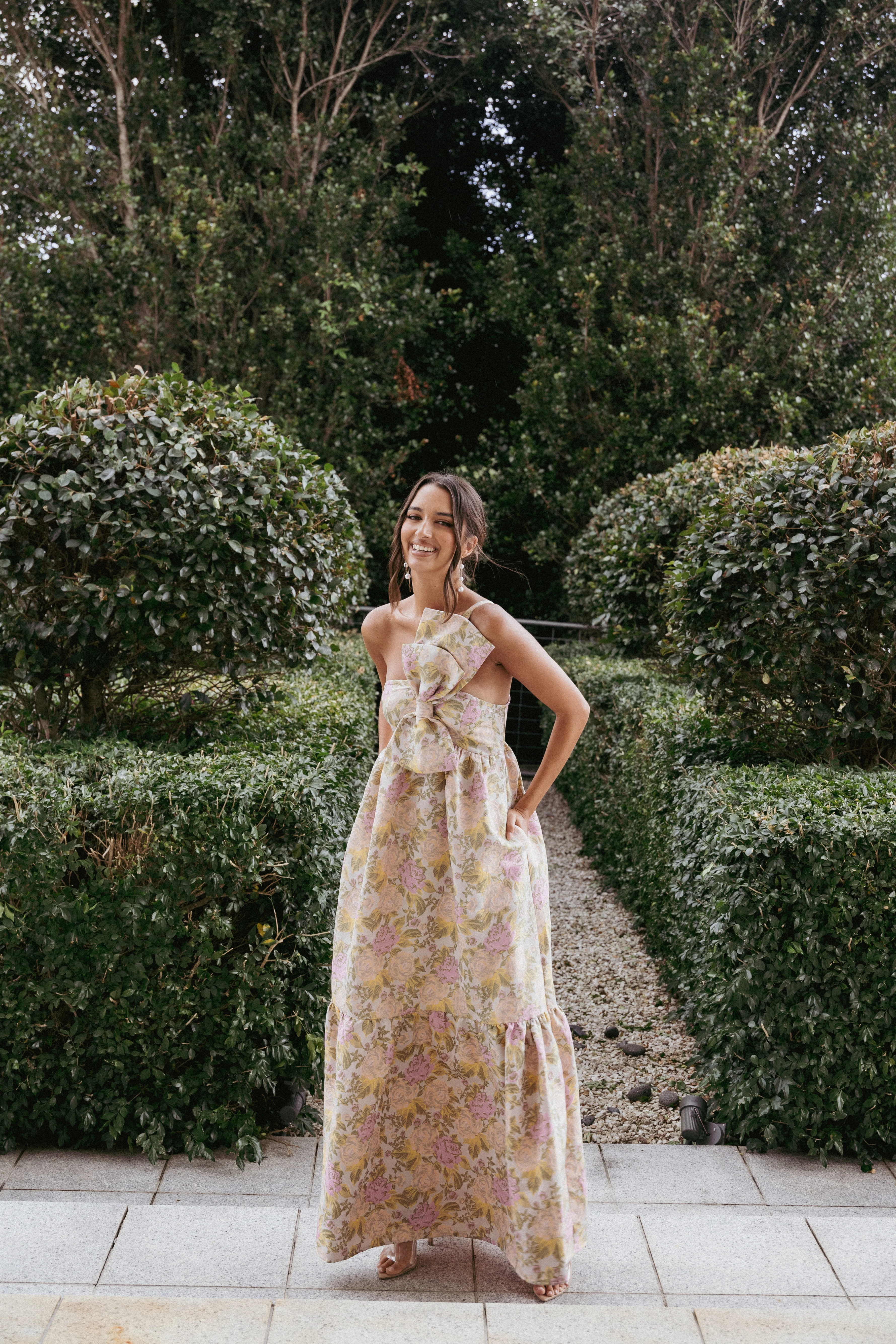 Betina Bow Front Maxi Dress - Multi Floral