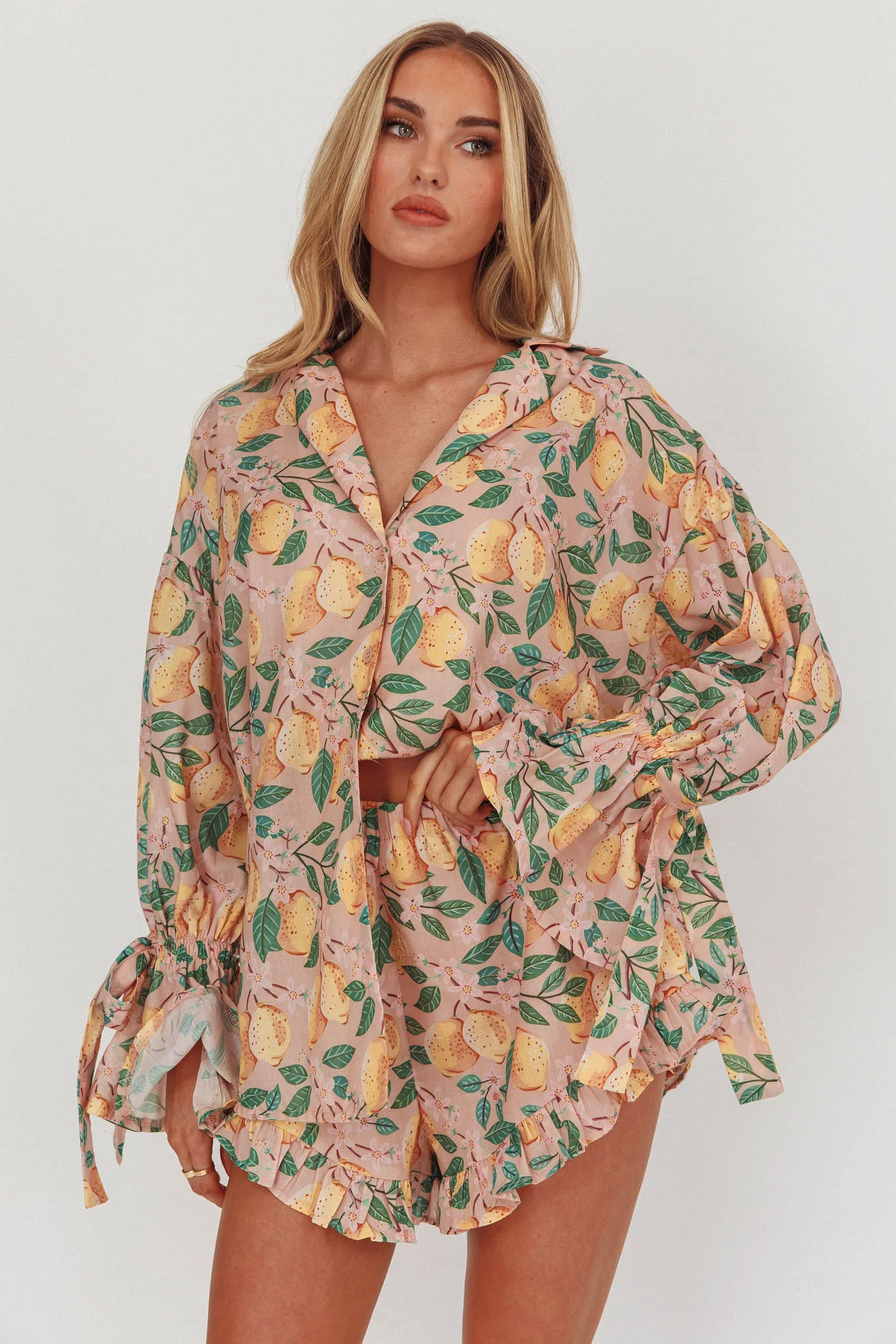 Telling Secrets Frill Trim Shorts Lemon