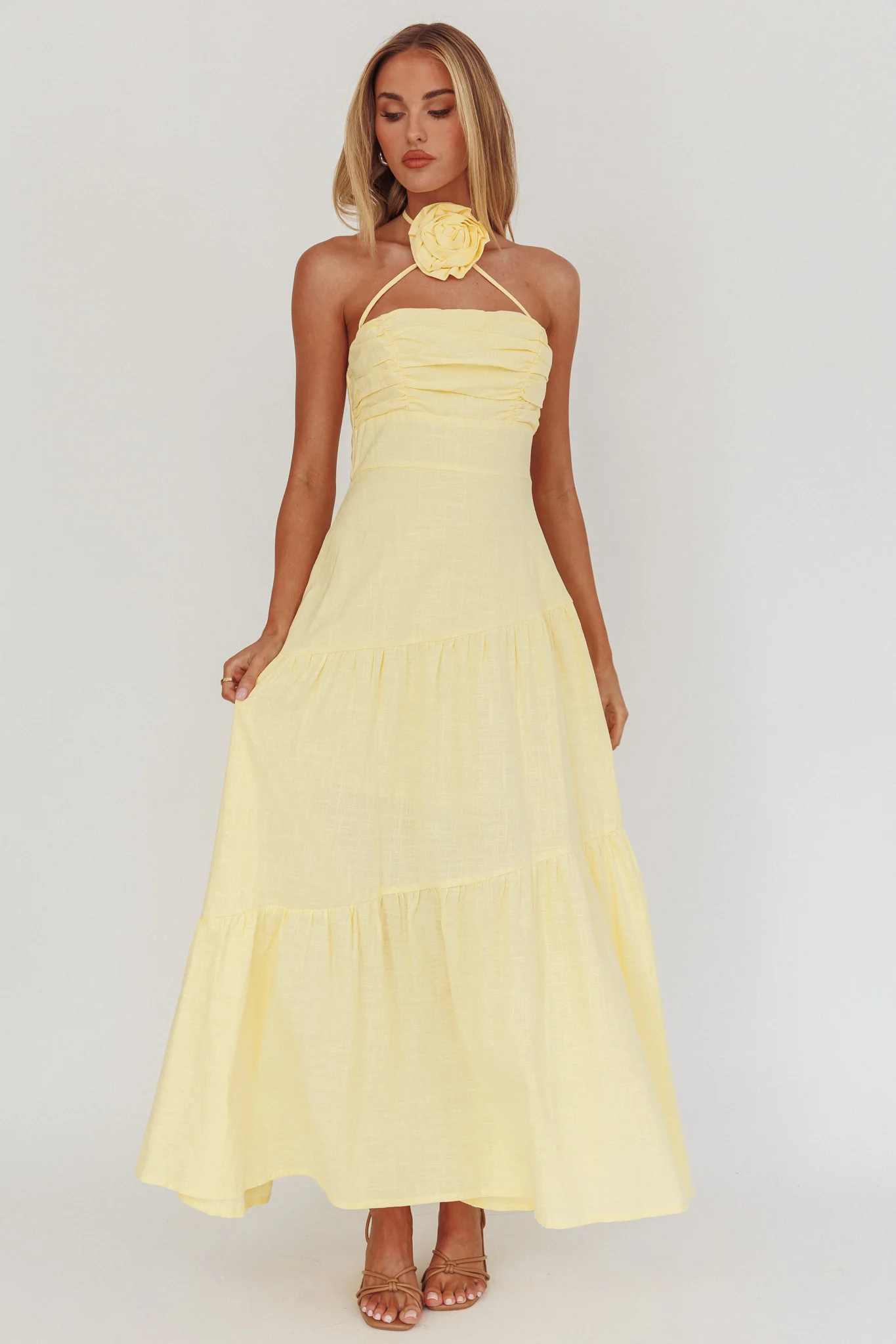Bondi Rose Decoration Maxi Dress Lemon