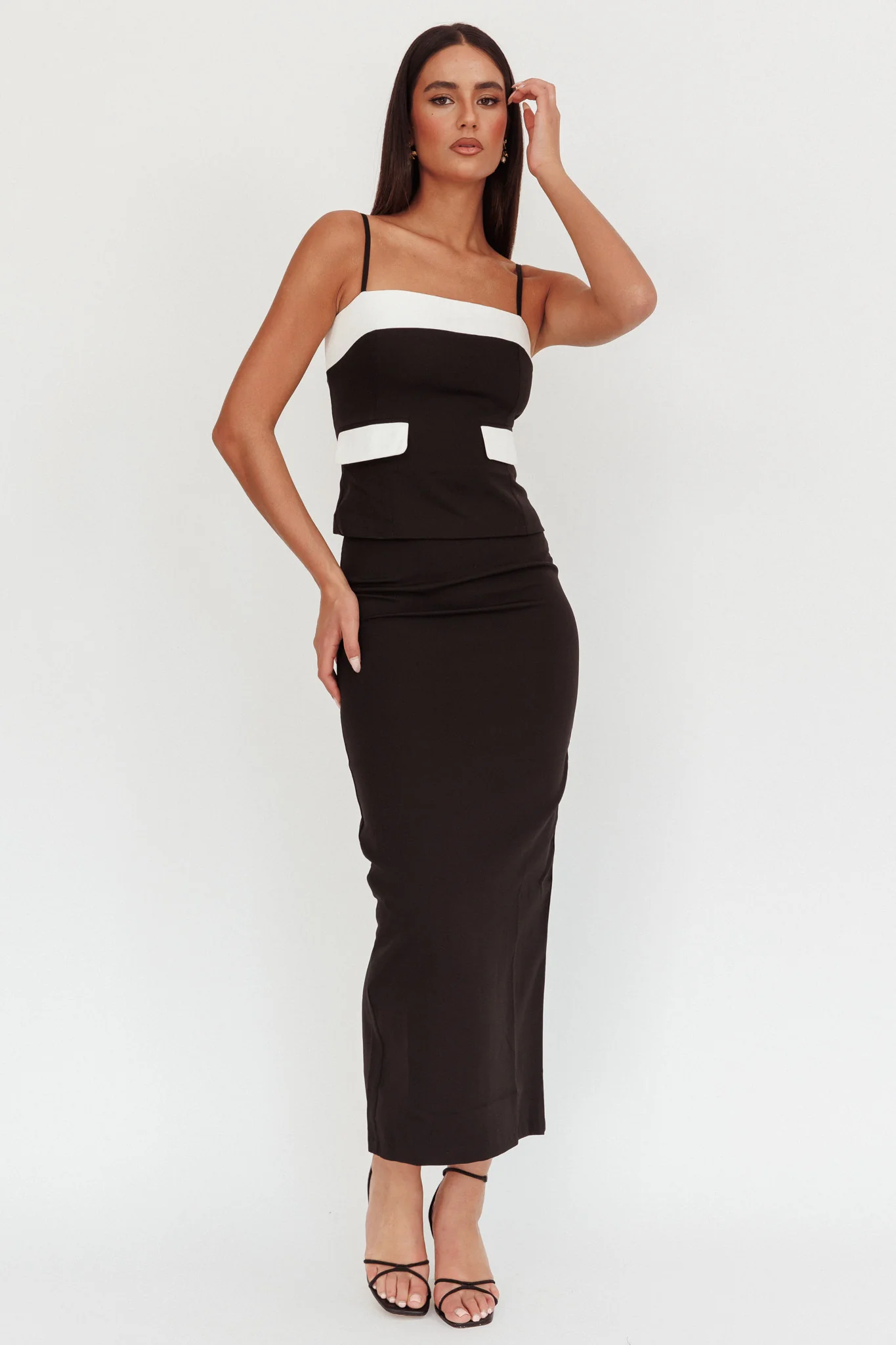 Switched On Column Maxi Skirt Black