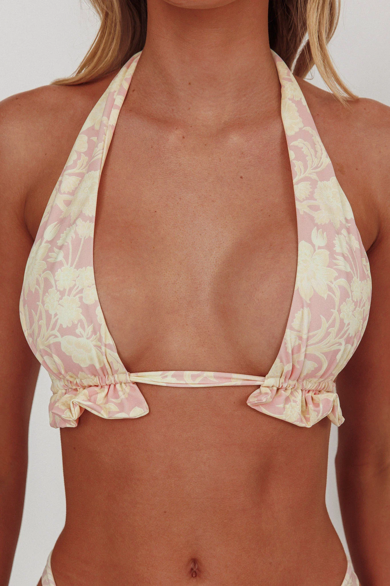 Milagro Thick Strap Halter Bikini Top Floral