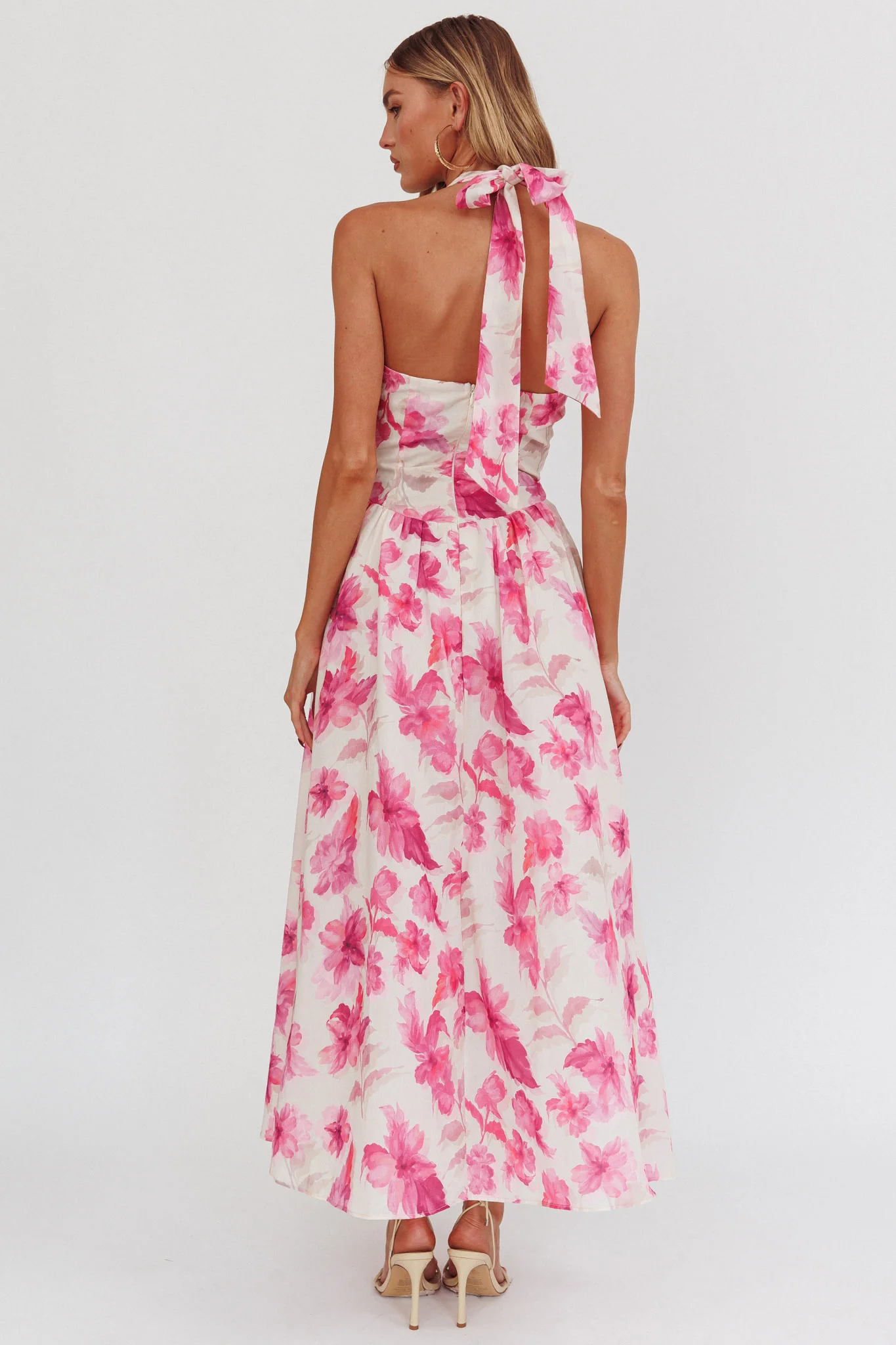 El Corazon Halterneck Dress Floral Pink
