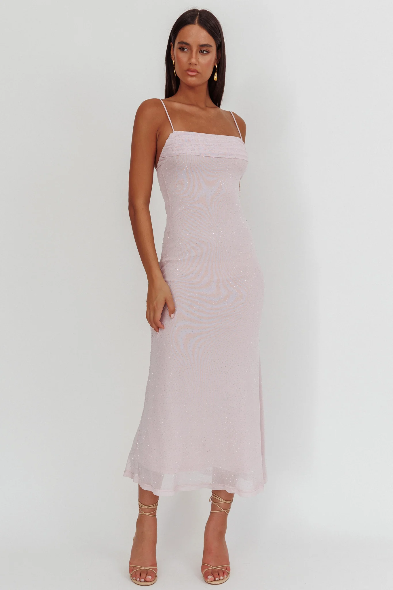 Days Ahead Rhinestone Overlay Maxi Dress Lilac
