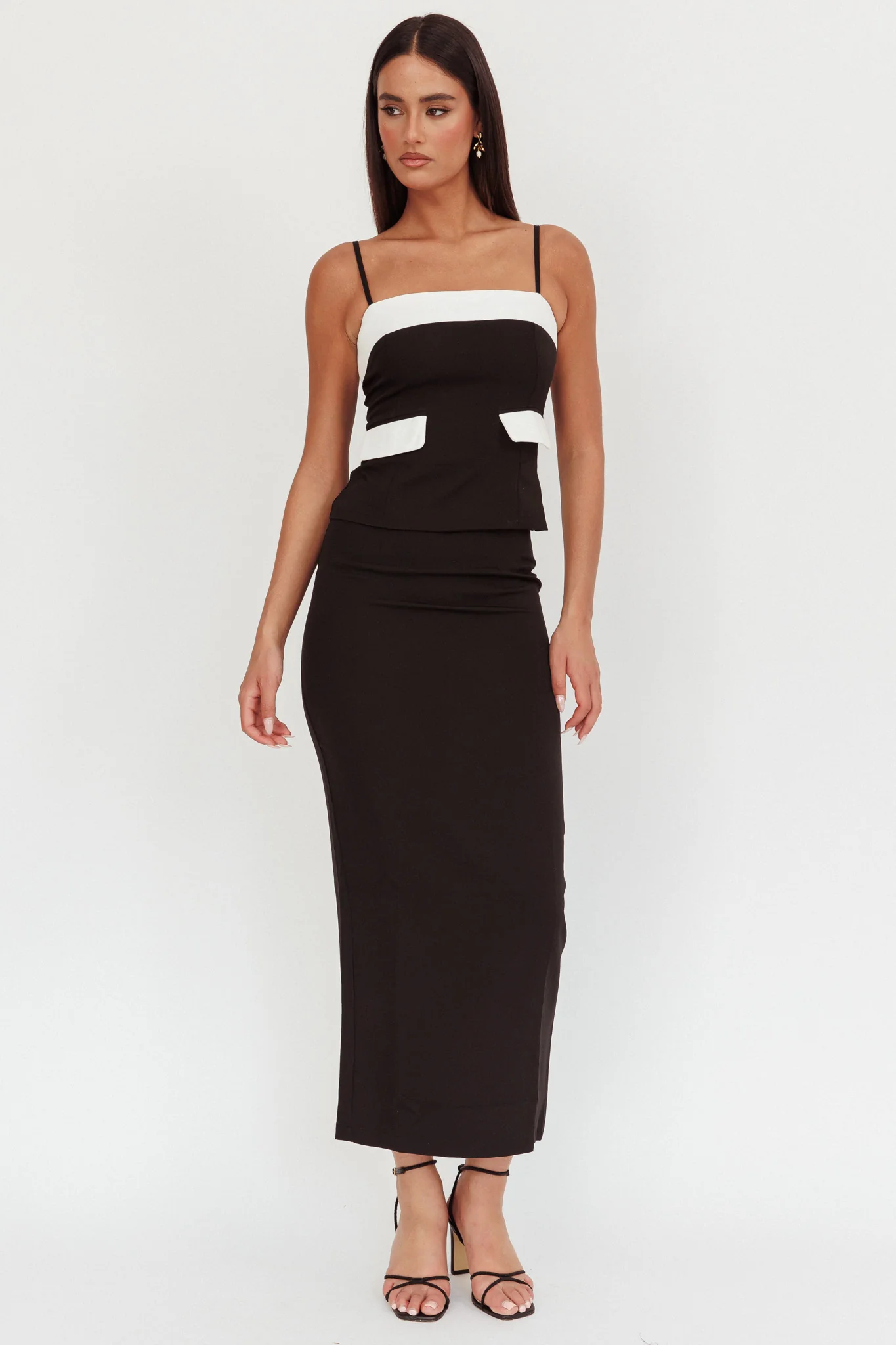 Switched On Column Maxi Skirt Black