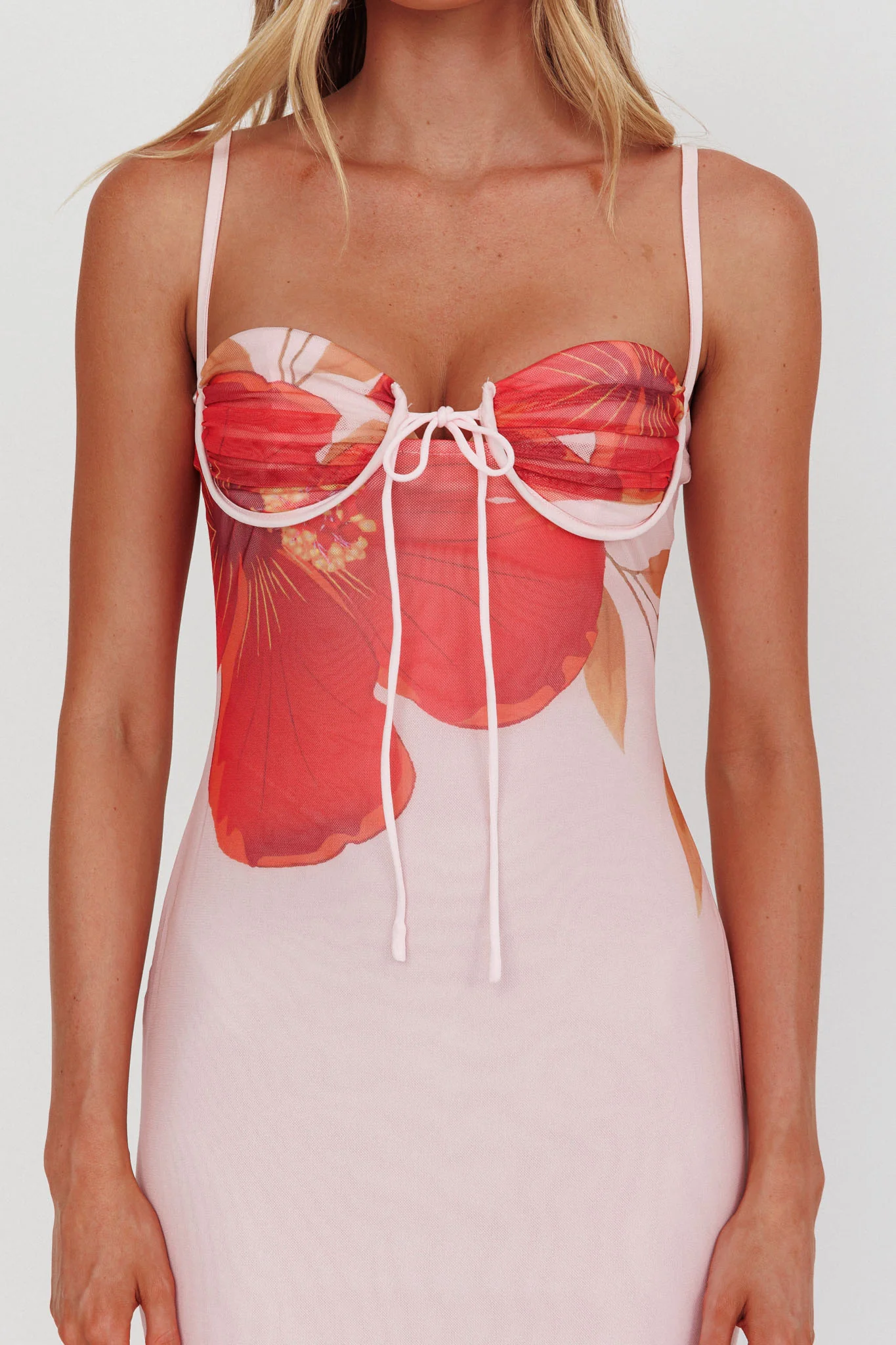 Fortune Bust Tie Maxi Dress Hibiscus Pink