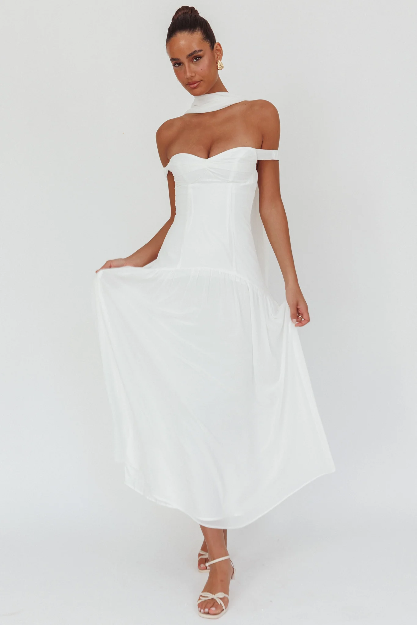 Kaycee Drop Waist Maxi Dress White
