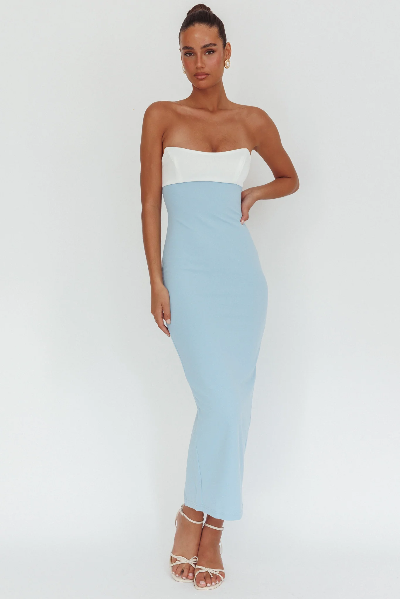 Regent Strapless Maxi Dress Contrast Blue
