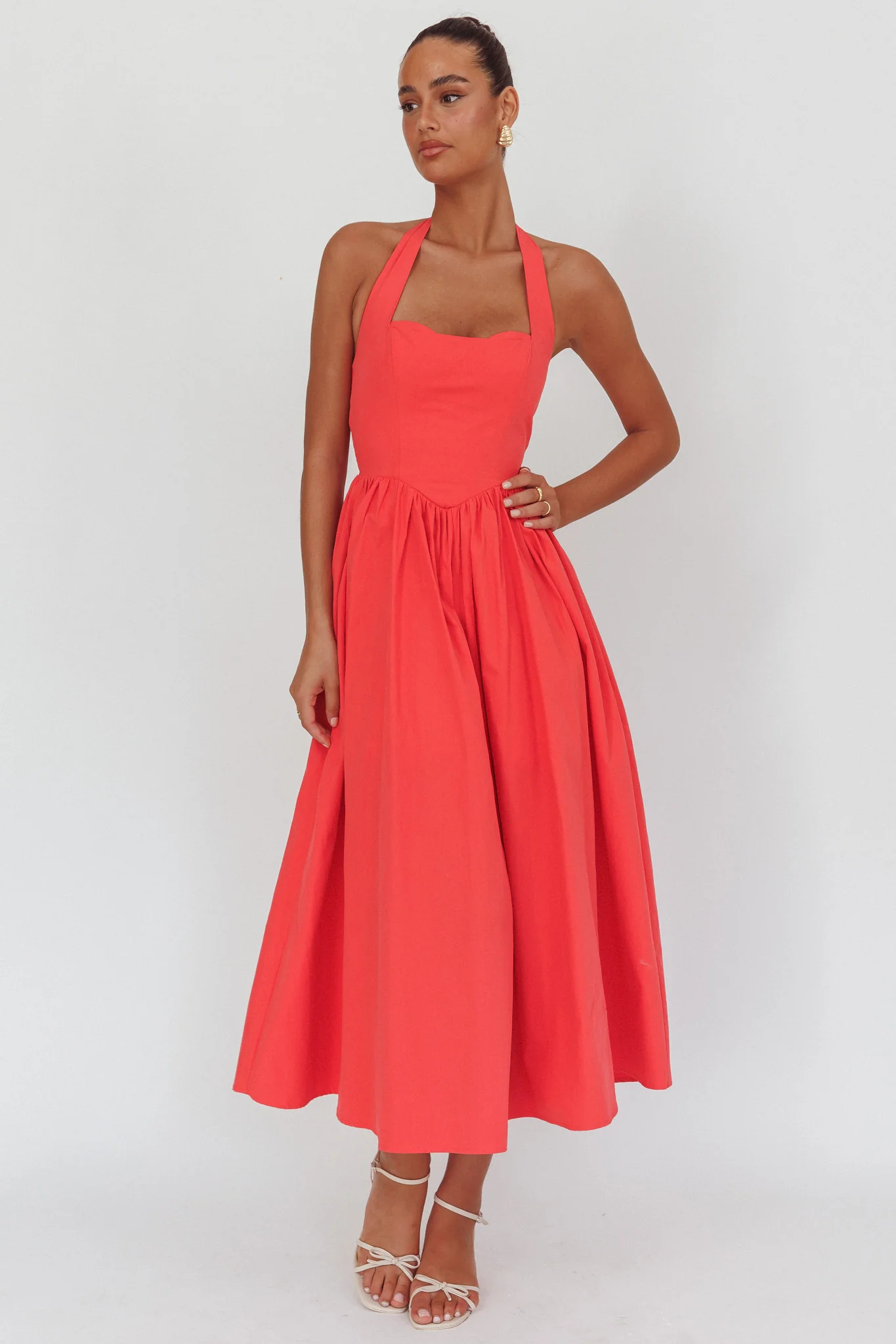 Get My Attention Halterneck Maxi Dress Red