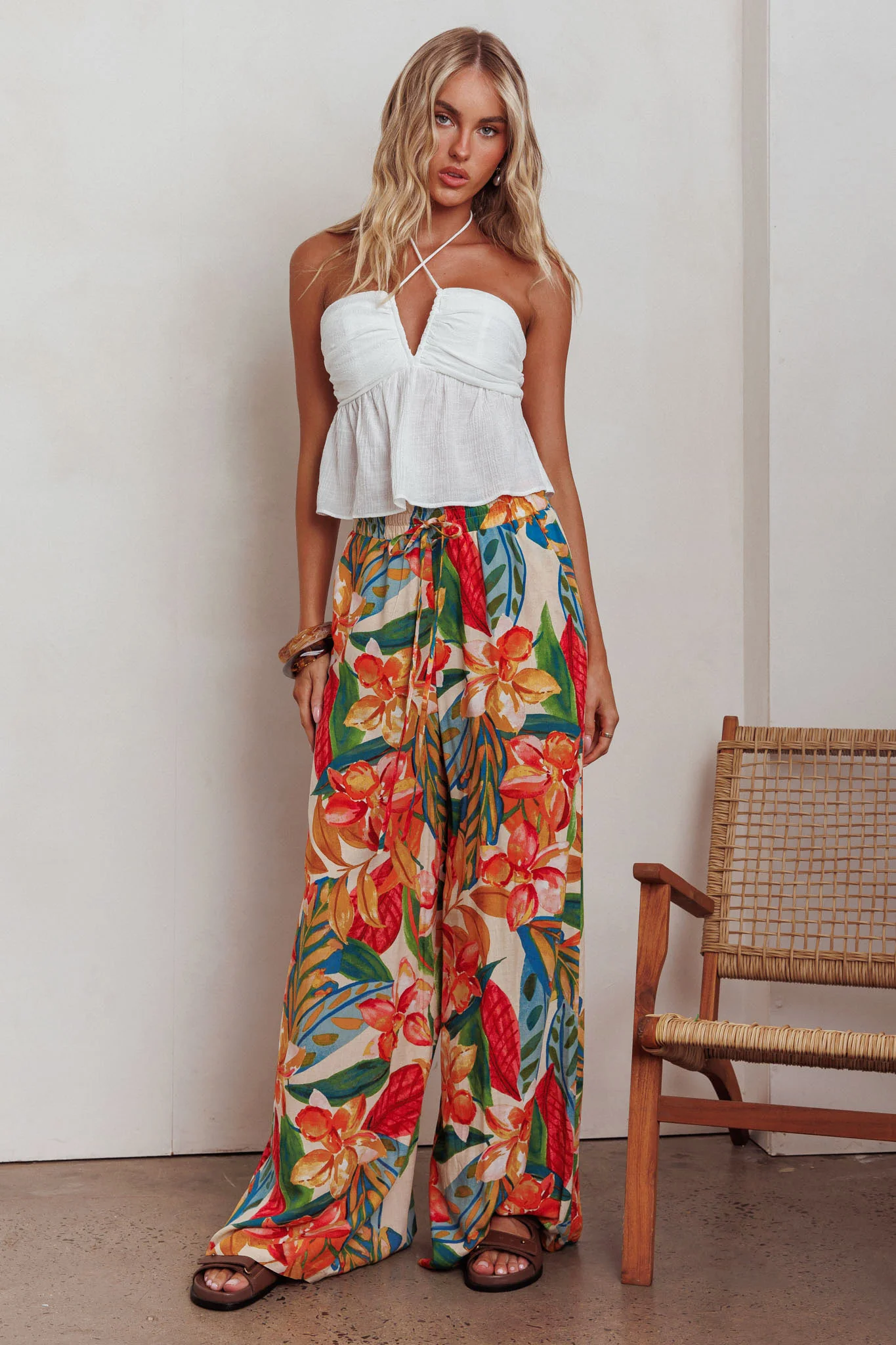Marula Wide Leg Drawstring Pants Botanical