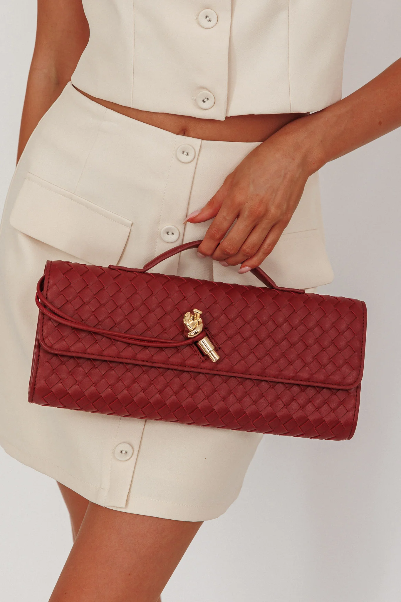 Yvette Woven Envelope Purse Cherry
