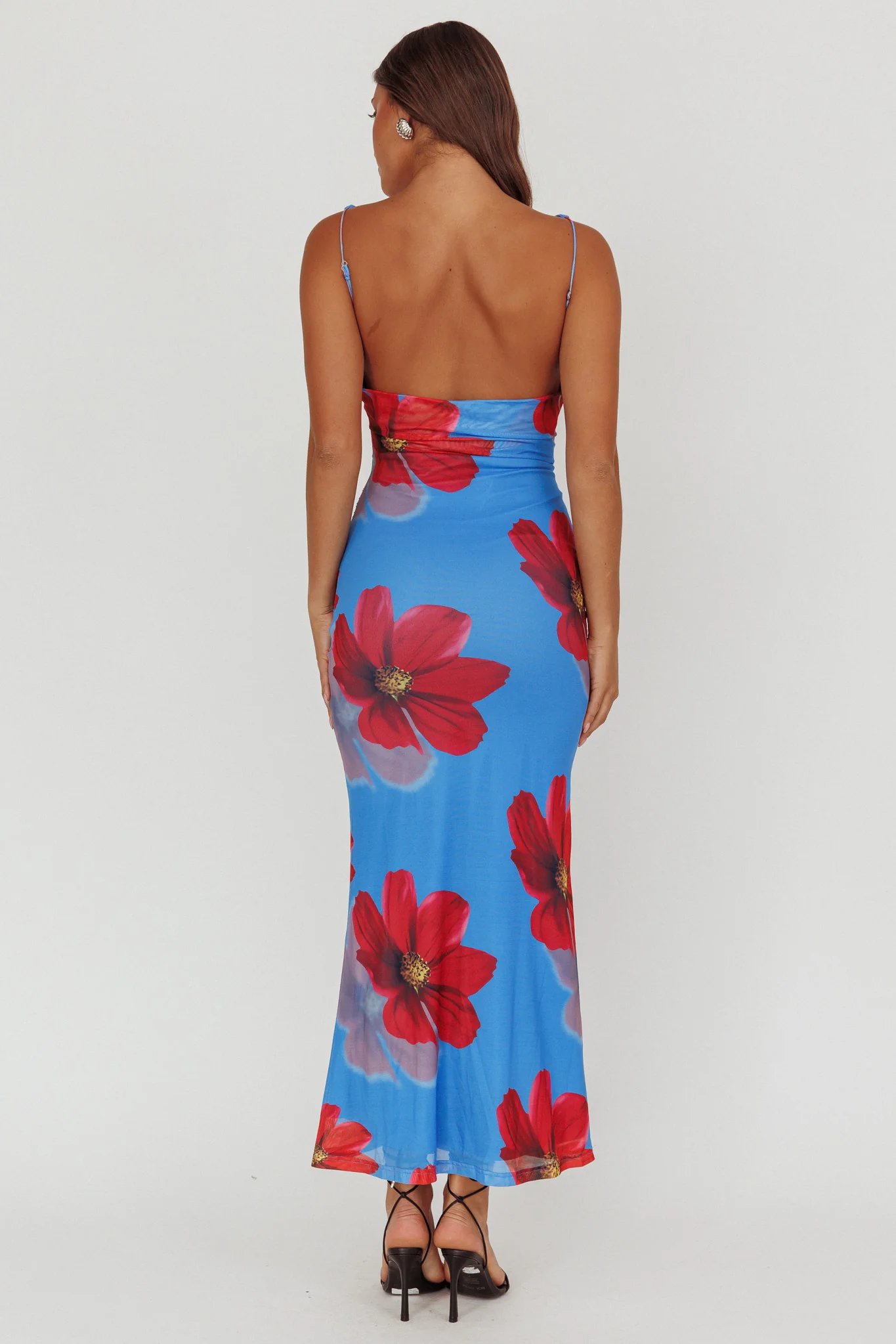 Helsi Low Back Maxi Dress Floral Blue