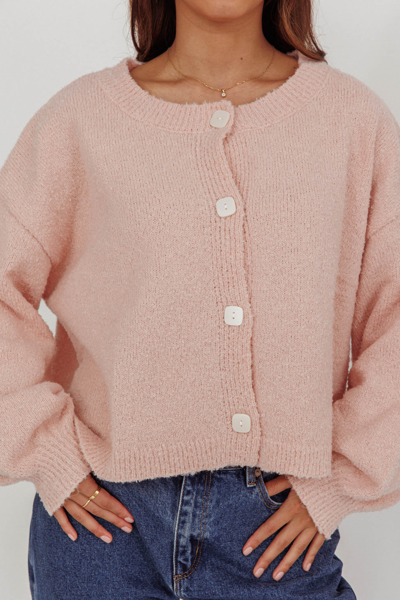 Taking Notes Button Front Cardigan Blush