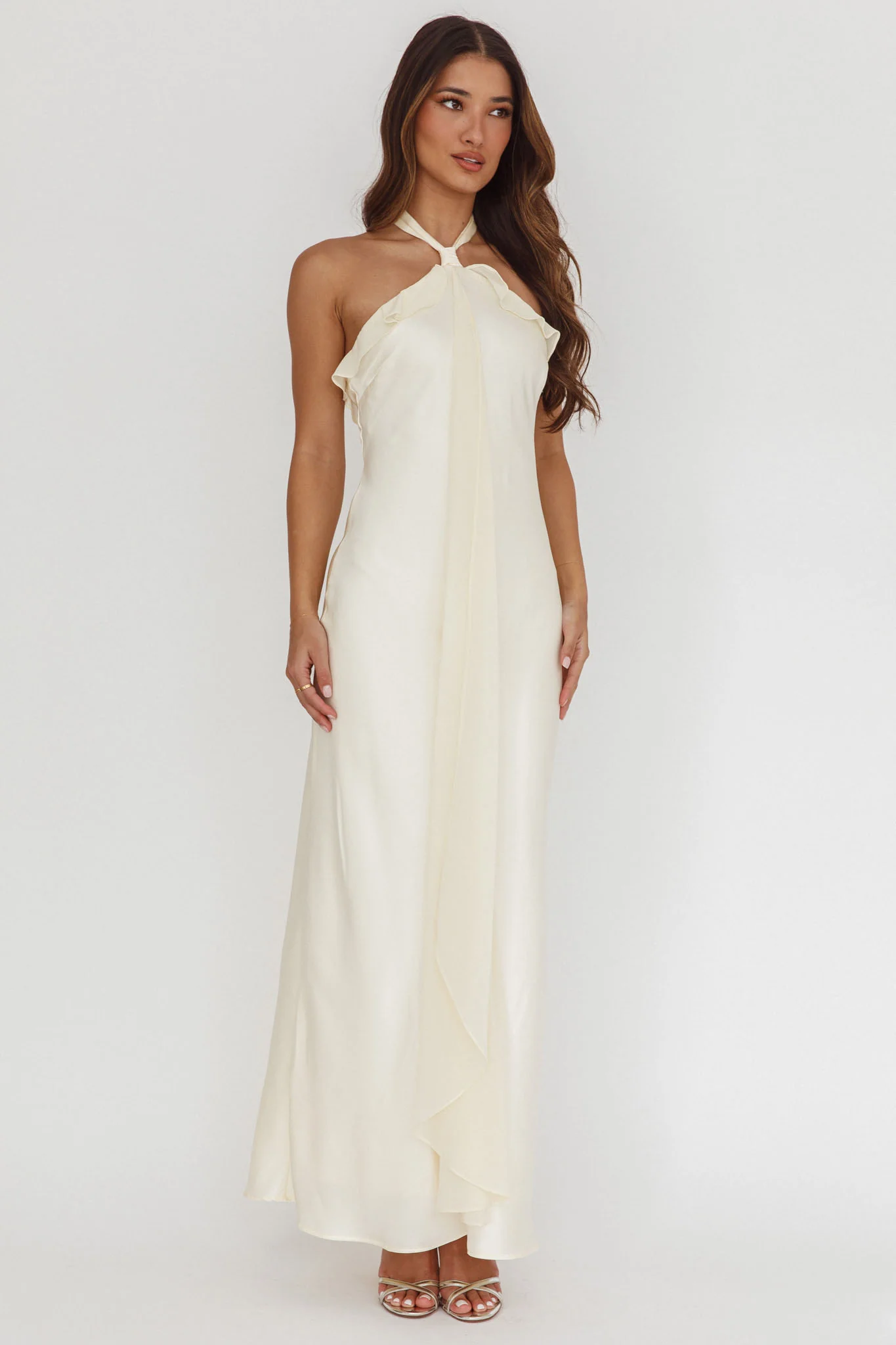 Starlet Halterneck Sash Maxi Dress Butter