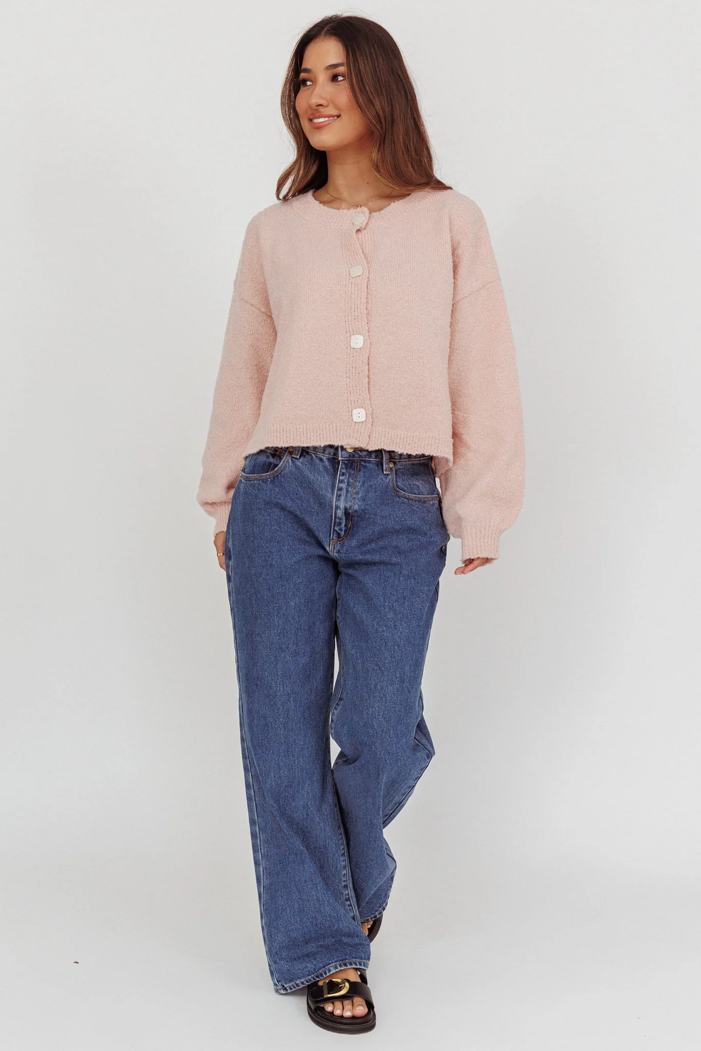 Taking Notes Button Front Cardigan Blush