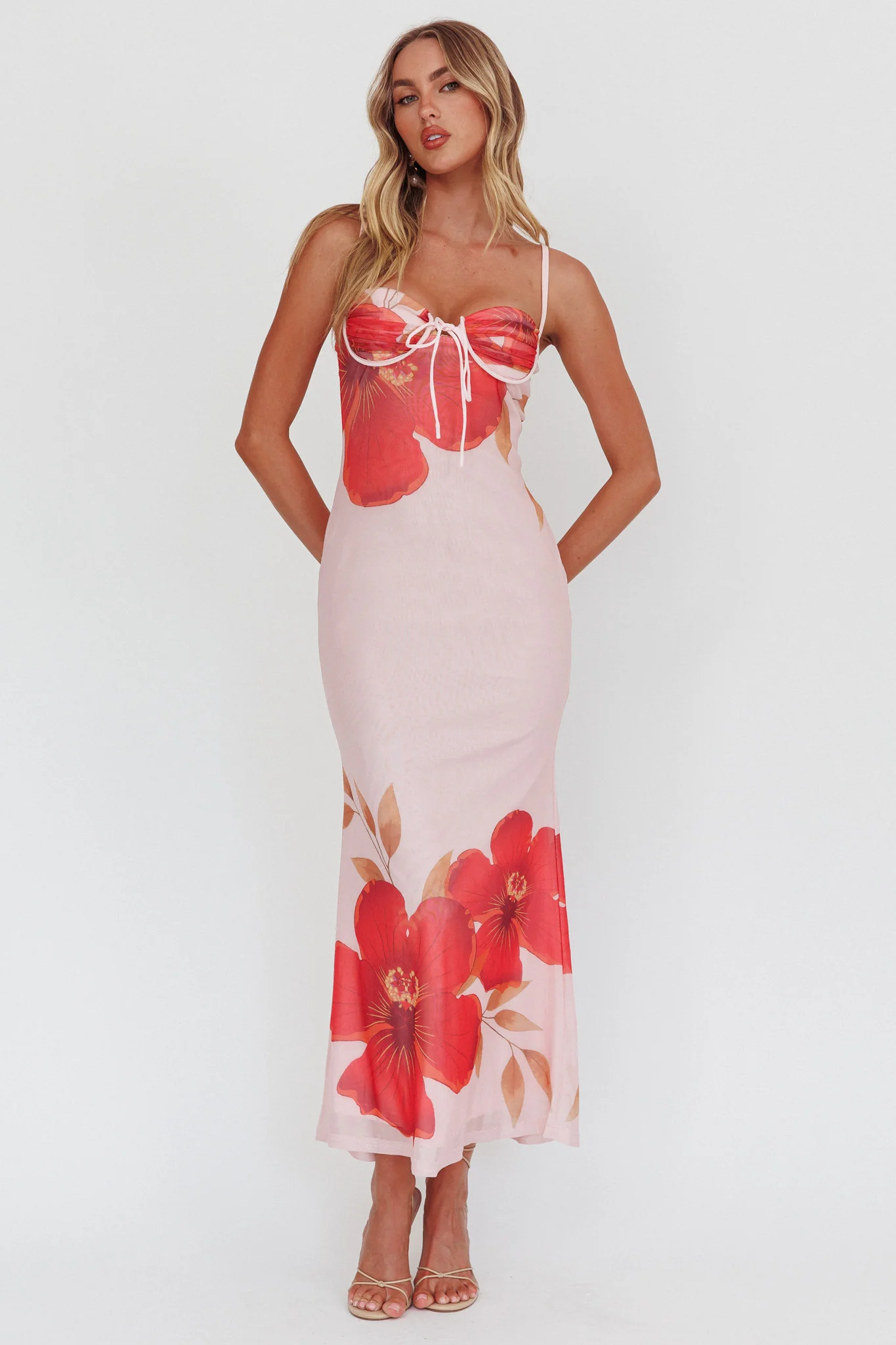 Fortune Bust Tie Maxi Dress Hibiscus Pink