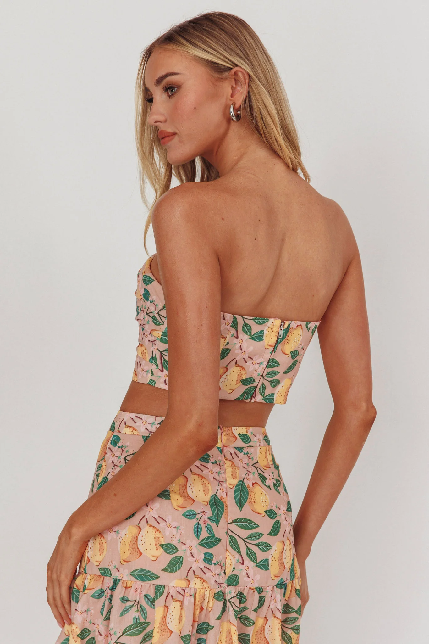 Ezmeralda Strapless Peat Crop Top Lemon