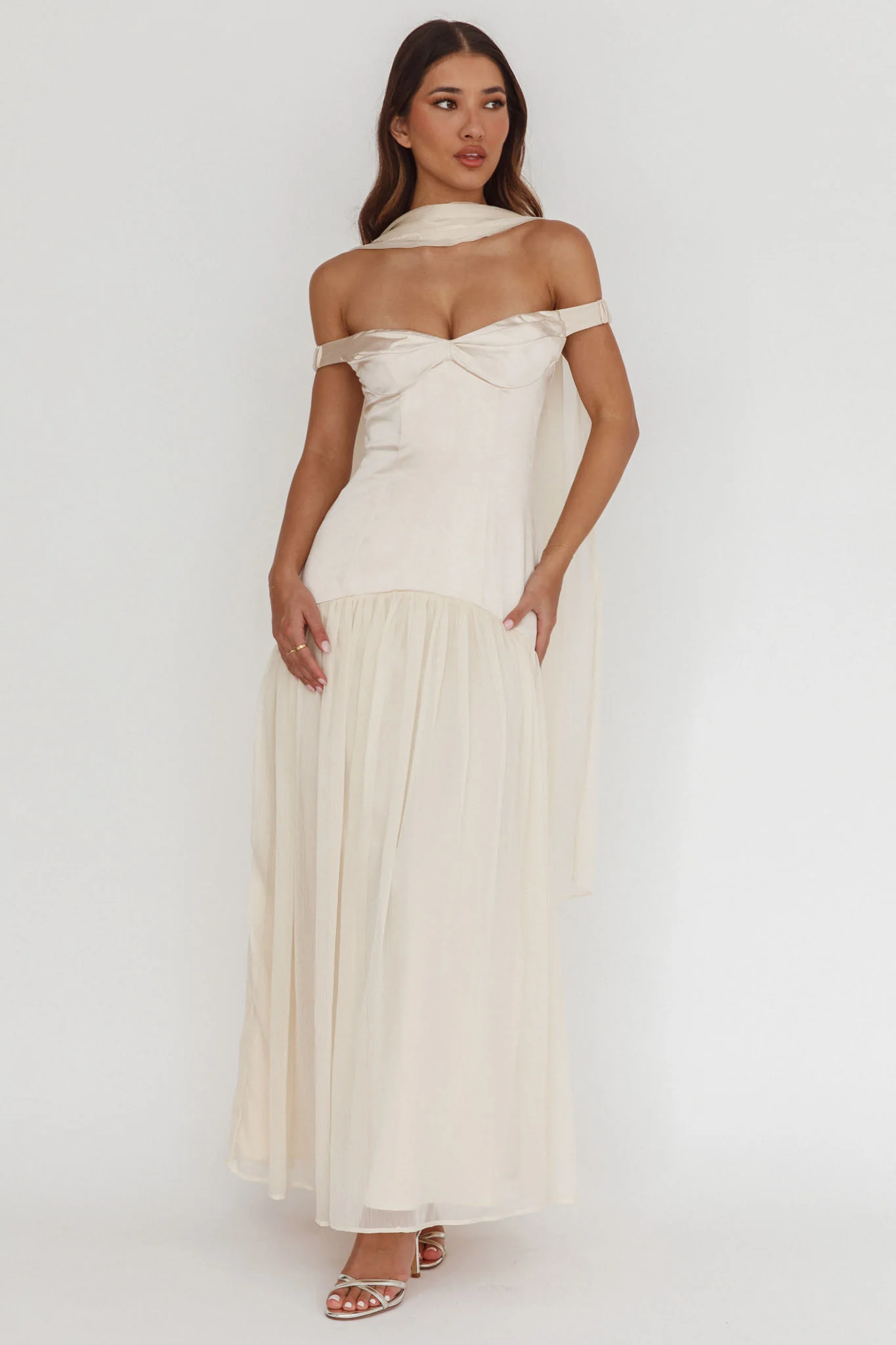 Kaycee Drop Waist Maxi Dress Champagne