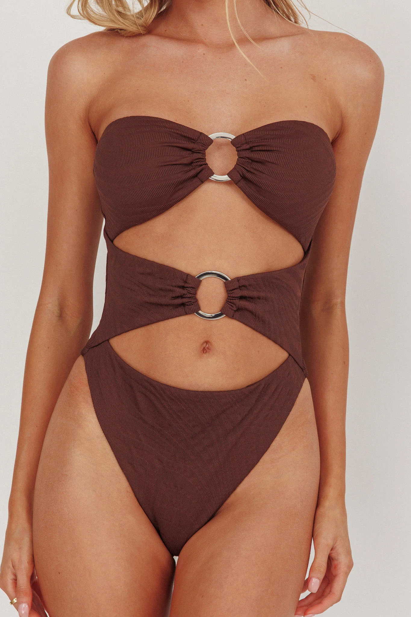 Matilda Cut-Out One Piece Swimsuit Chocolate Texture
