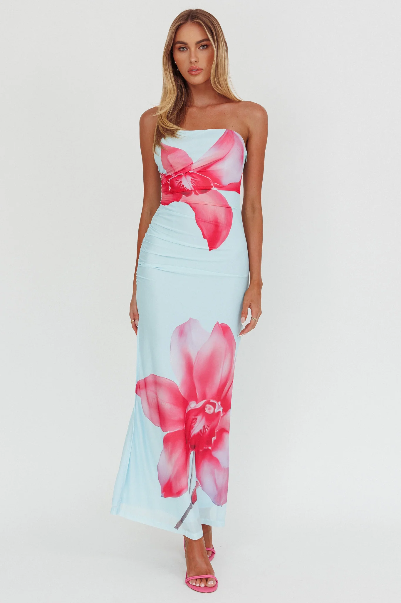 Truth Be Told Strapless Maxi Dress Blue