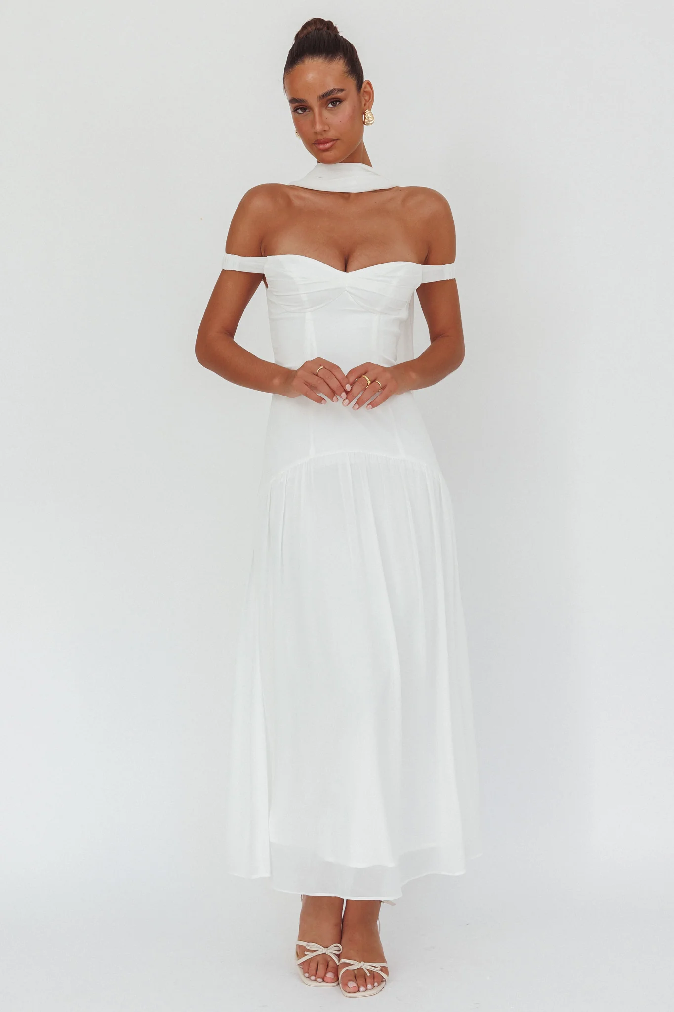 Kaycee Drop Waist Maxi Dress White