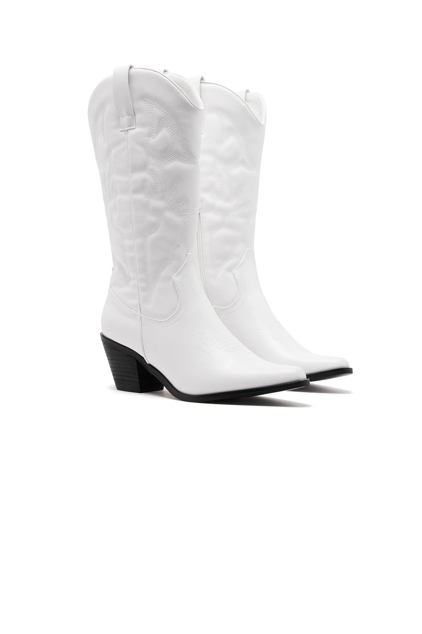 THERAPY Clayton Cowboy Boot White Faux Suede