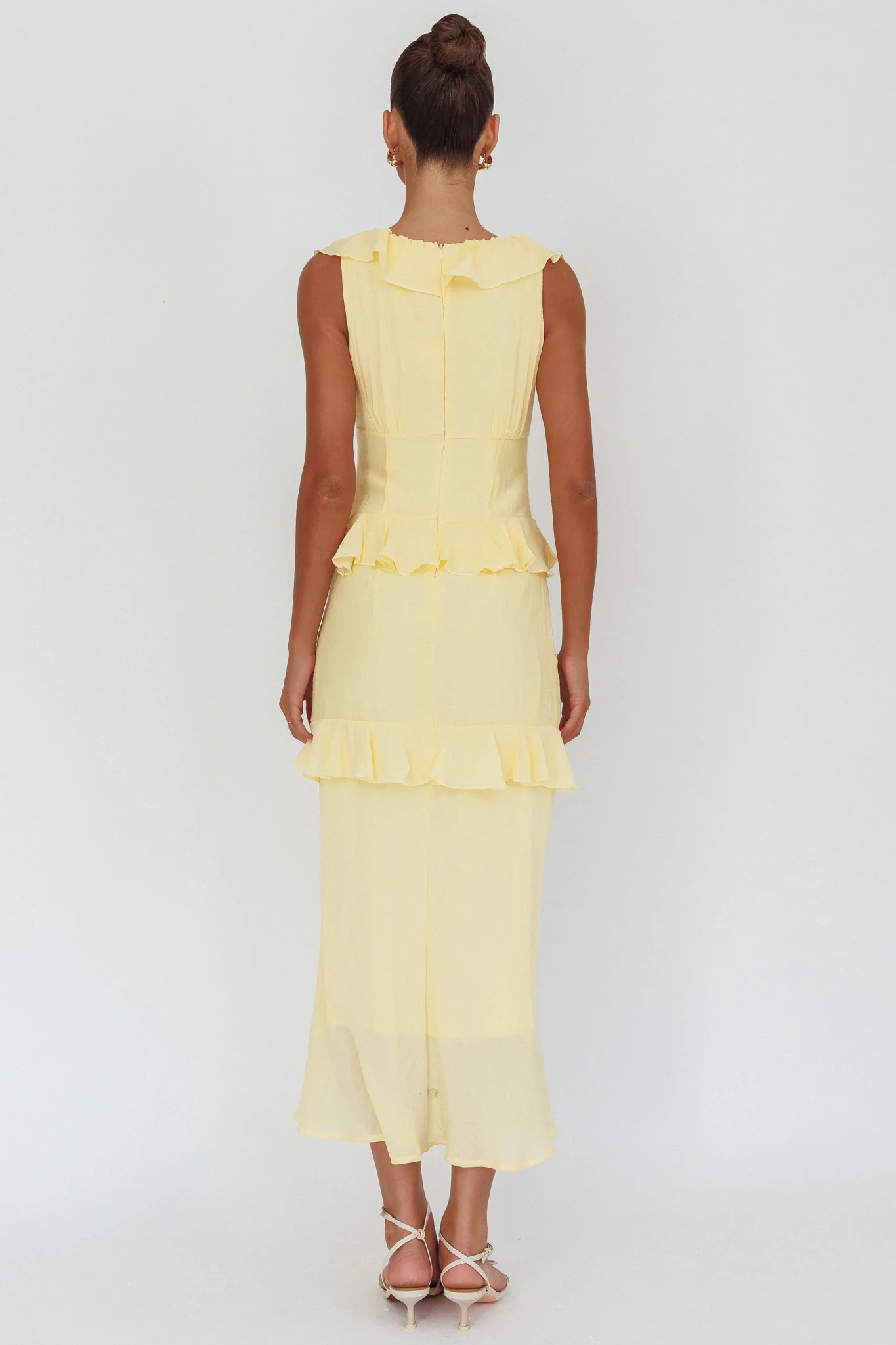 Arrabel Ruffle Trim Bust Tie Maxi Dress Banana
