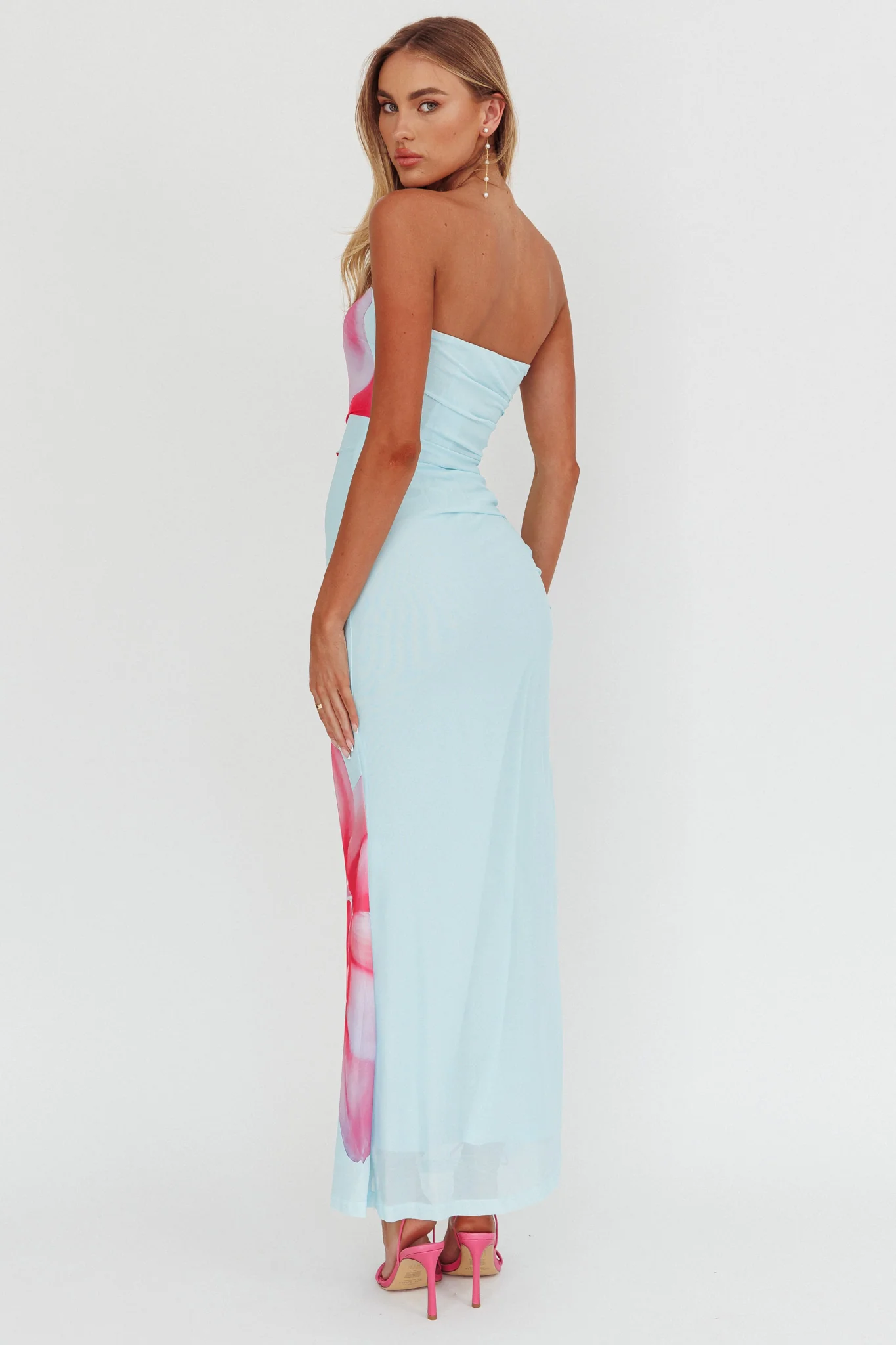 Truth Be Told Strapless Maxi Dress Blue