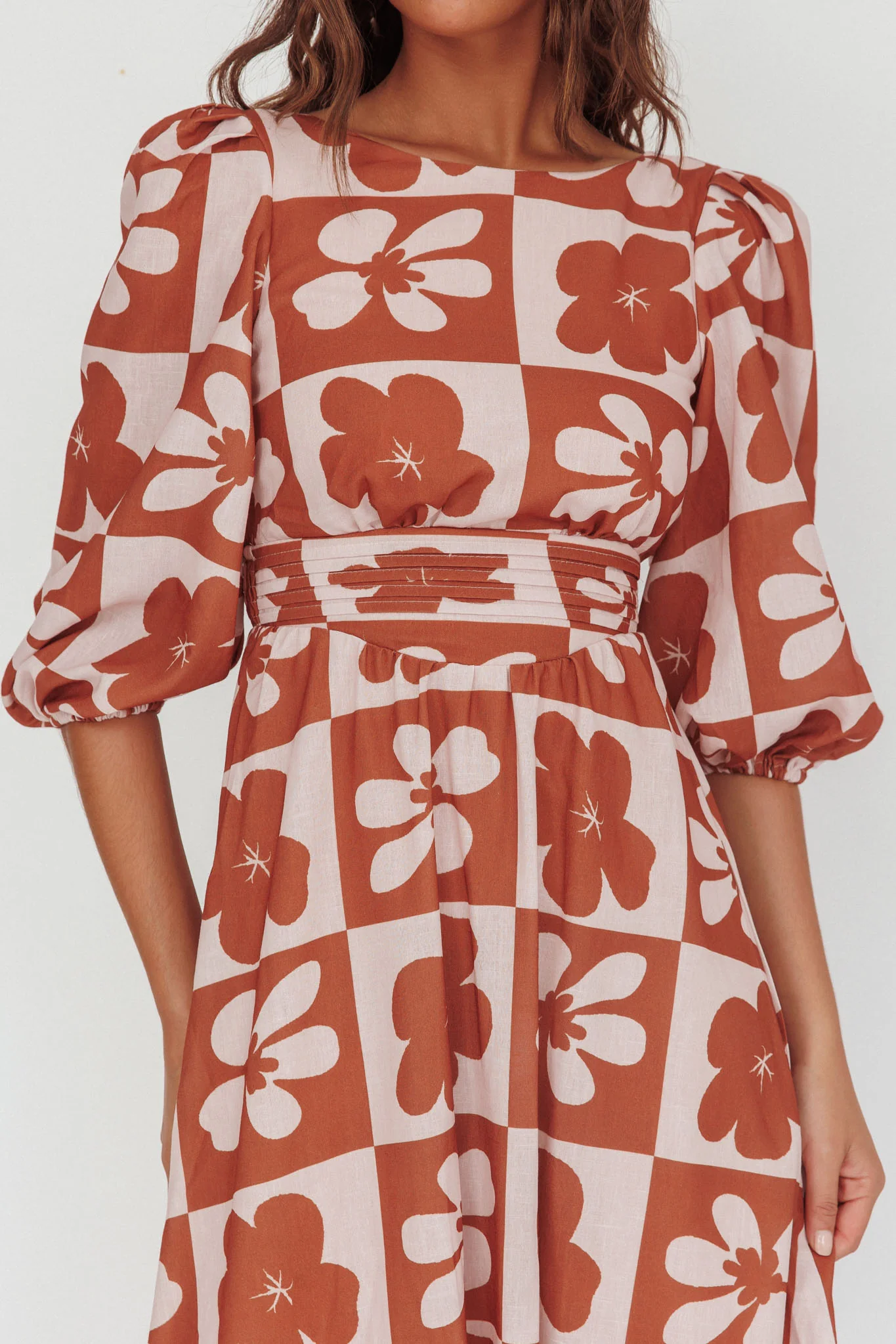 Transcendent Puff Sleeves Maxi Dress Floral Mocha