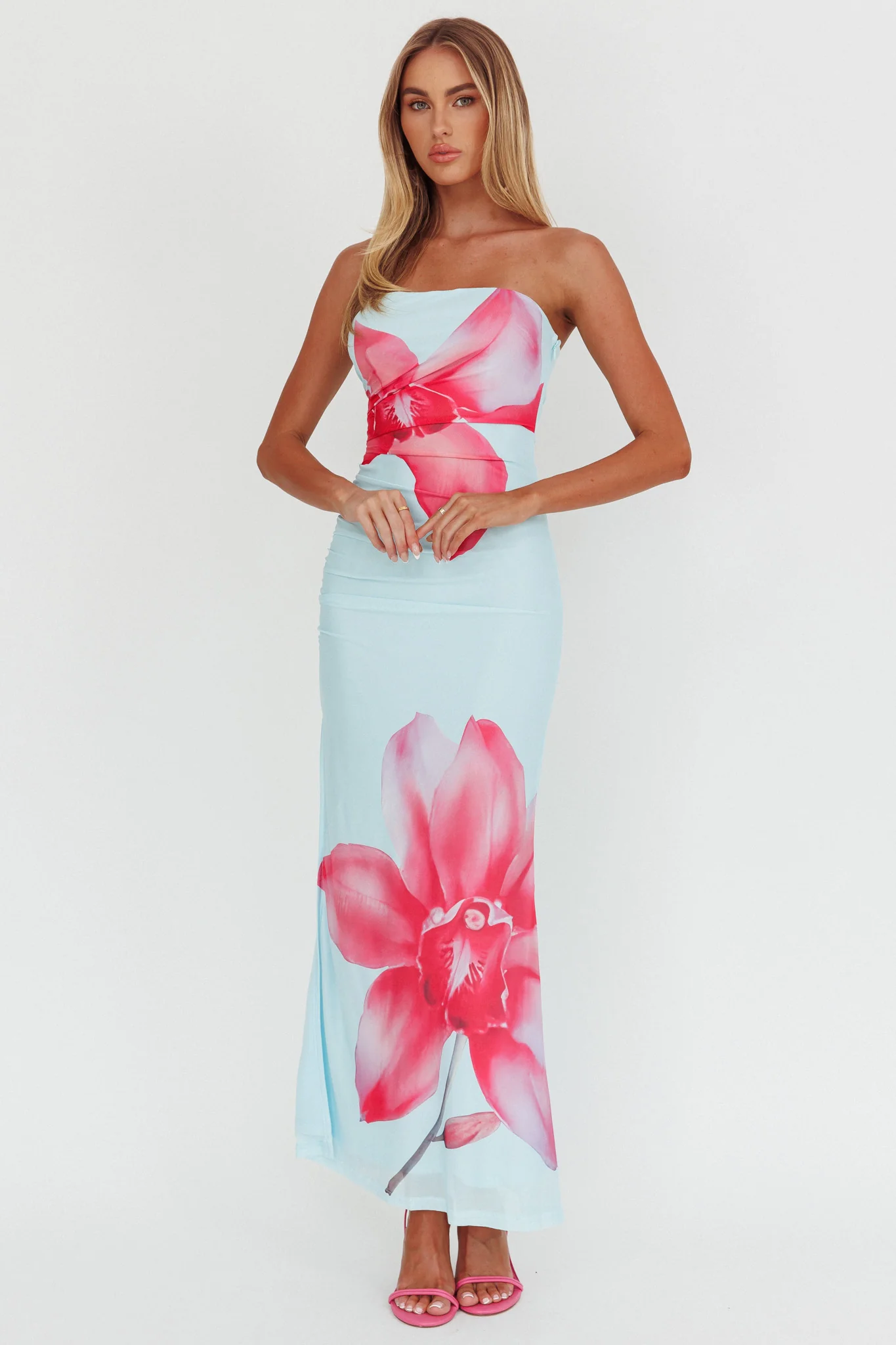 Truth Be Told Strapless Maxi Dress Blue