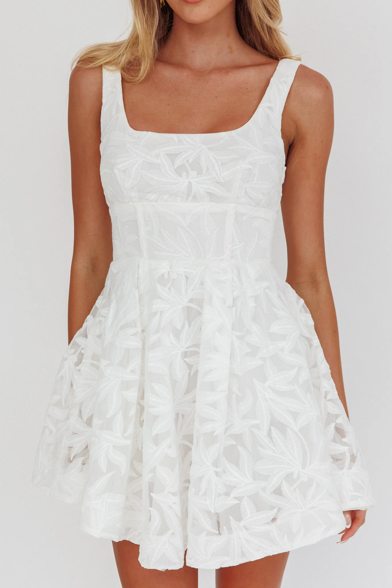 Miley Embroidered A-Line Mini Dress White