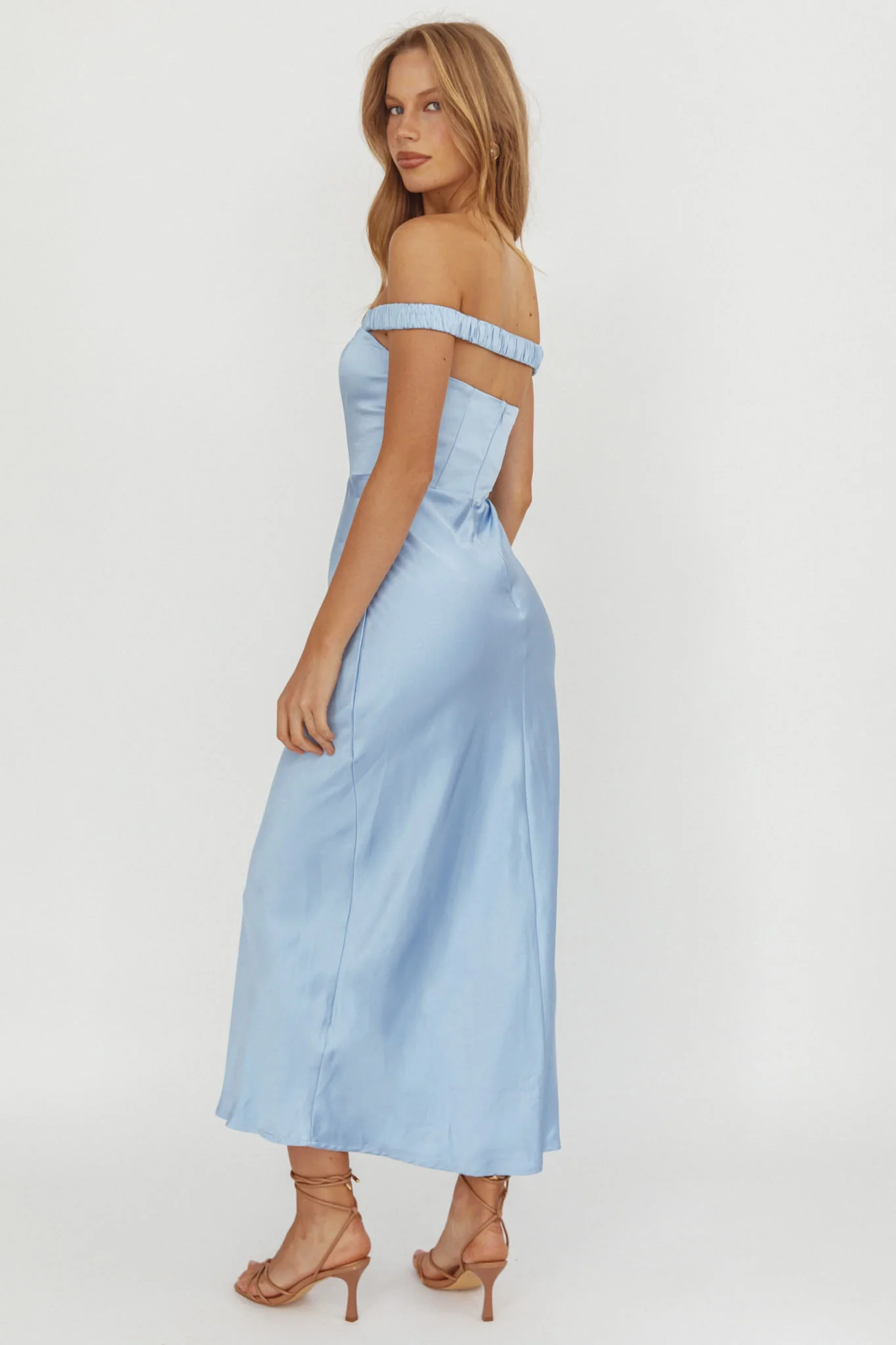 Cari Off-Shoulder Strap Maxi Dress Ice Blue