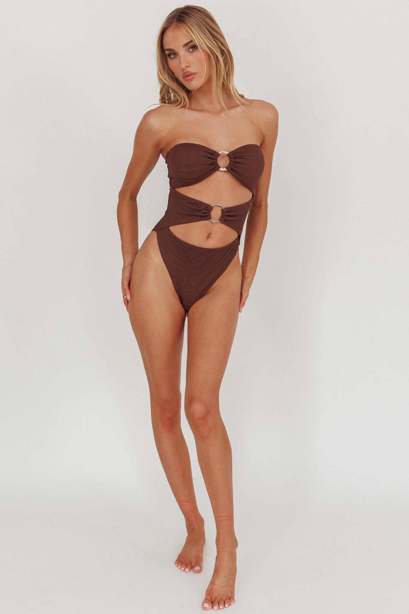Matilda Cut-Out One Piece Swimsuit Chocolate Texture