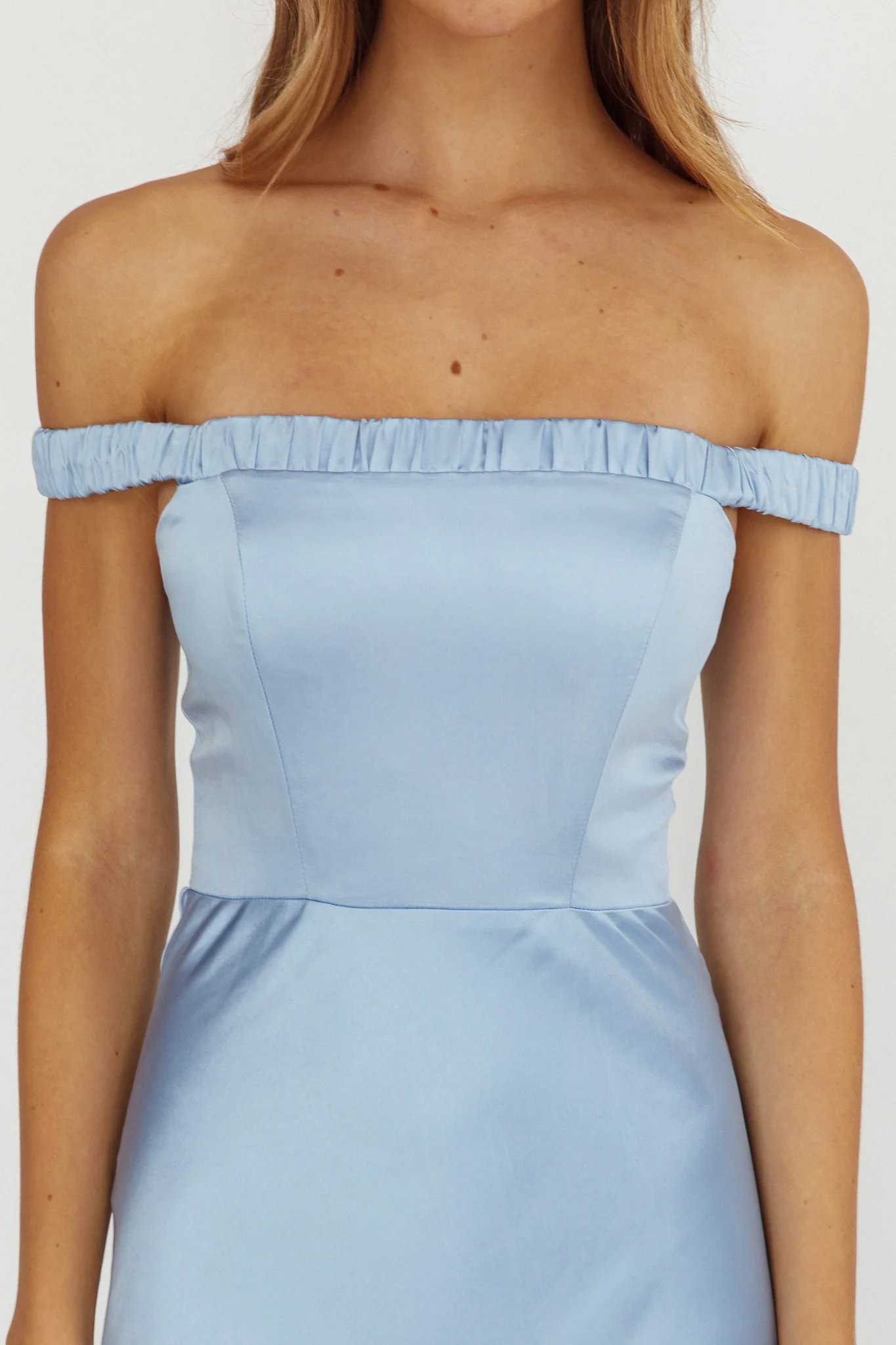 Cari Off-Shoulder Strap Maxi Dress Ice Blue