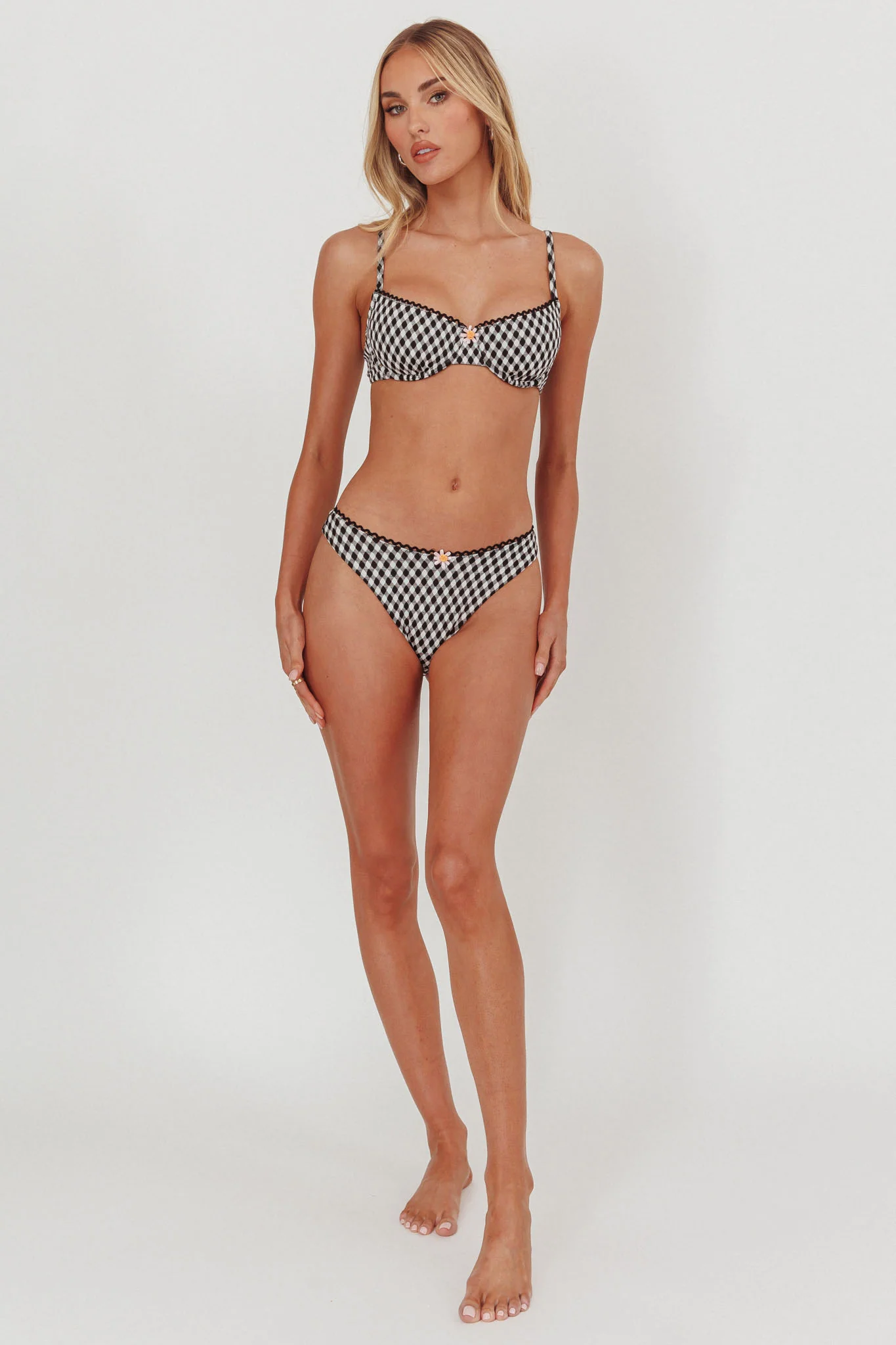 Cheerful Ric Rac Trim Bikini Bottom Gingham