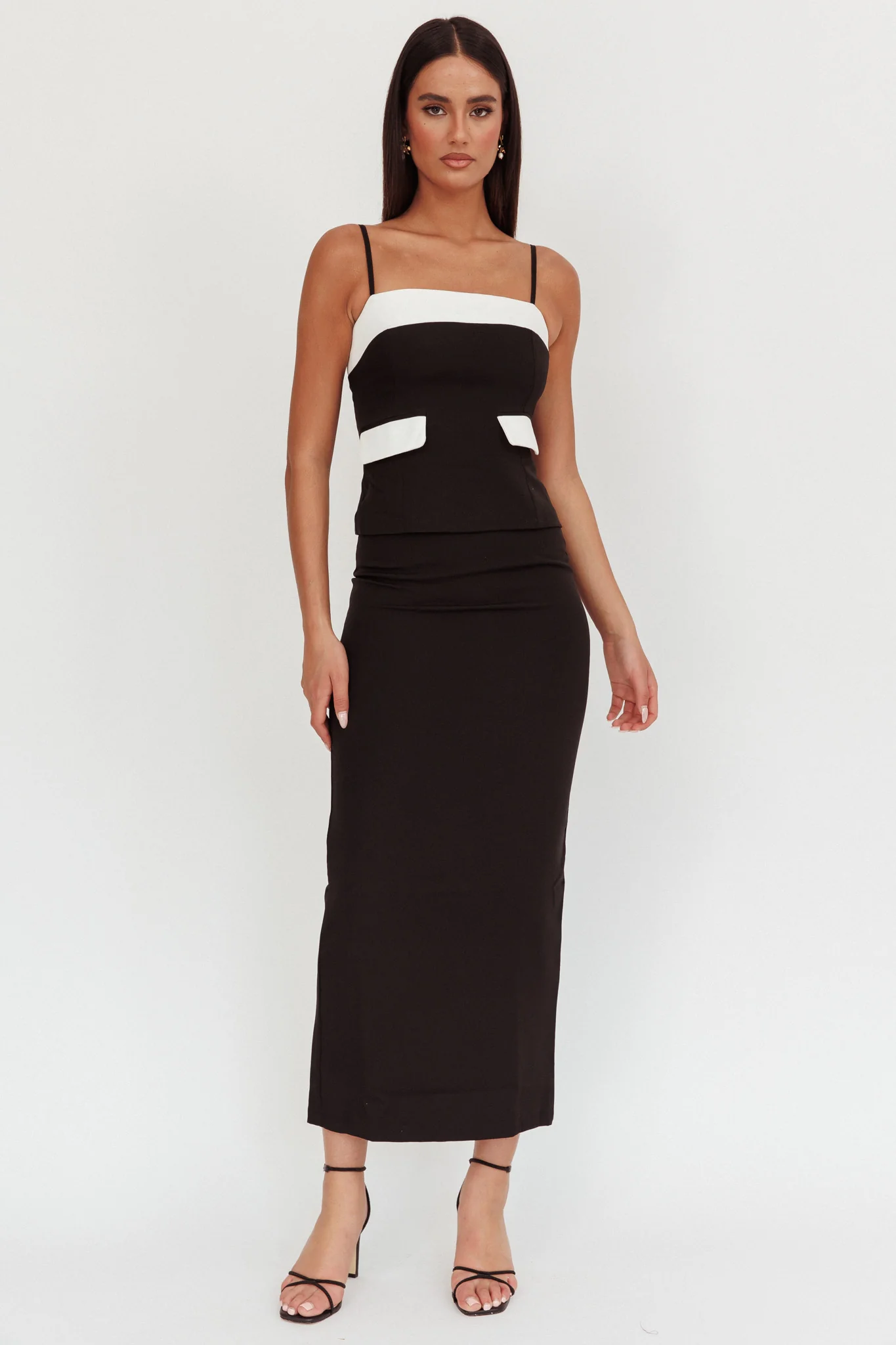 Switched On Column Maxi Skirt Black