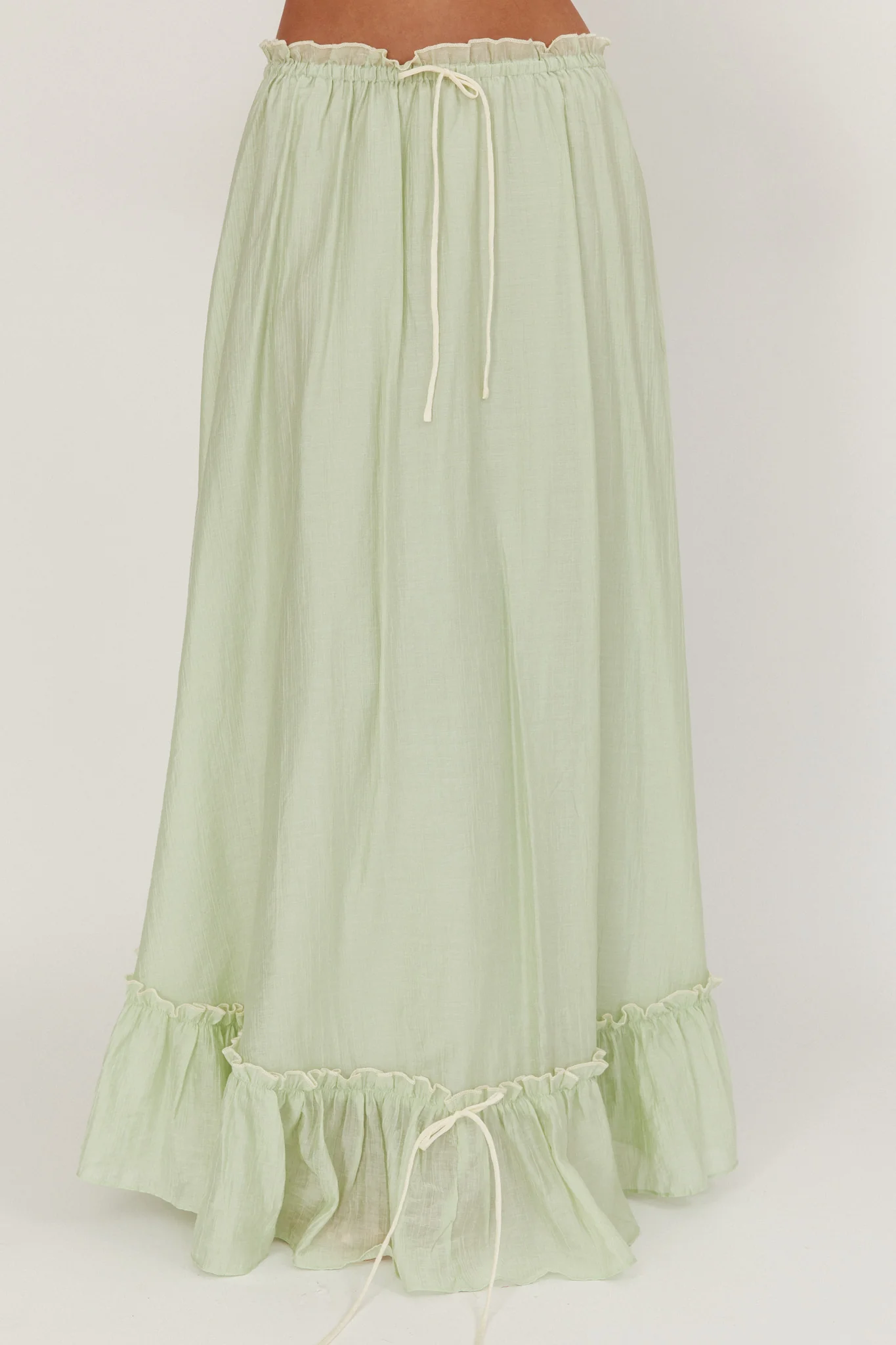 Maidens Tie Detail Overlock Maxi Skirt Sage