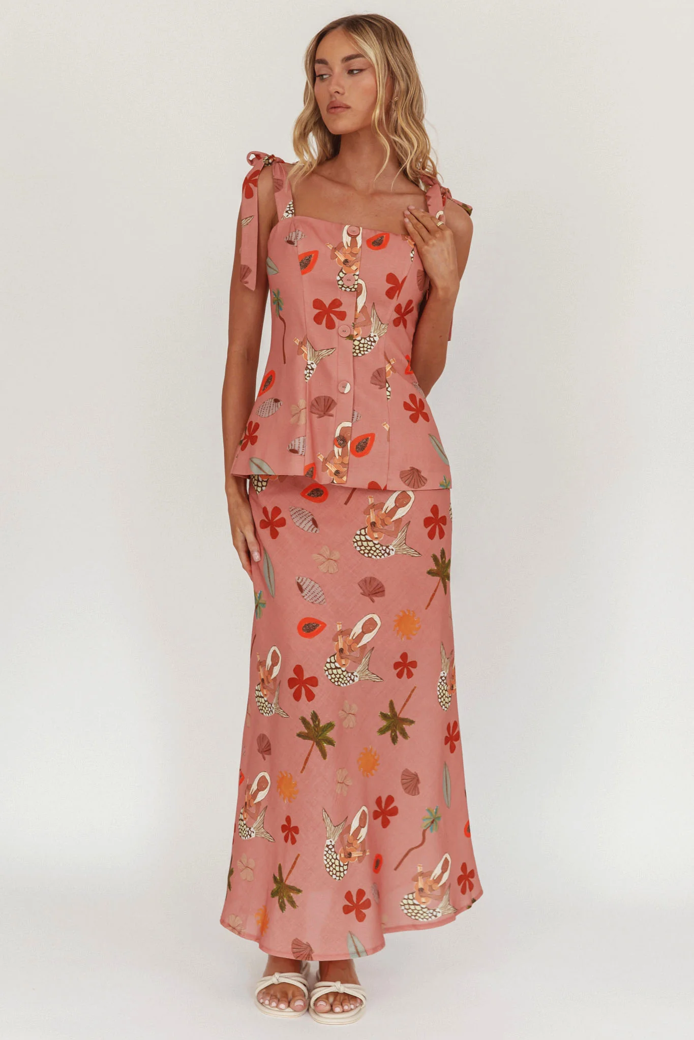 Drop Of Sunshine Midi Skirt Mermaid Pink