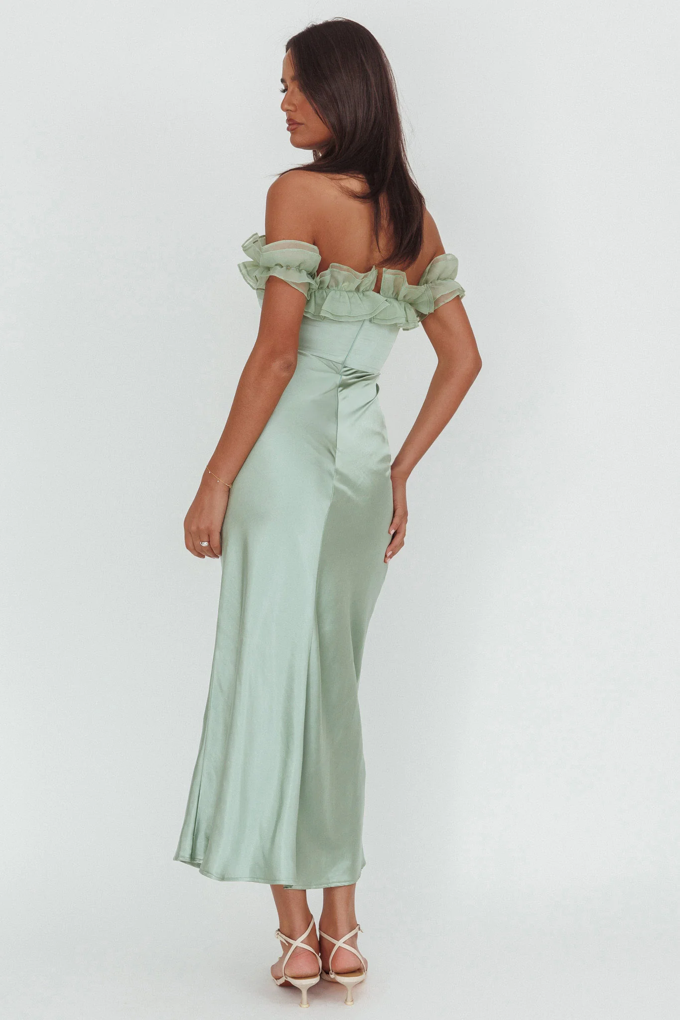 Summerfield Off-Shoulder Maxi Dress Pistachio