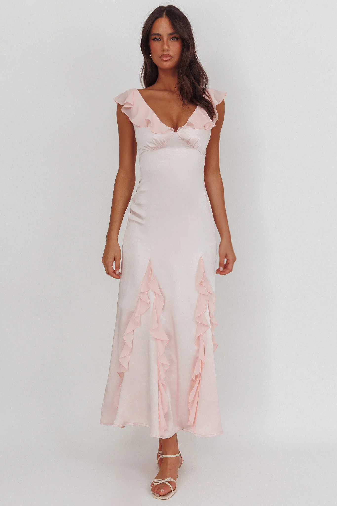 Zerai Ruffle Trimmed Maxi Dress Pink