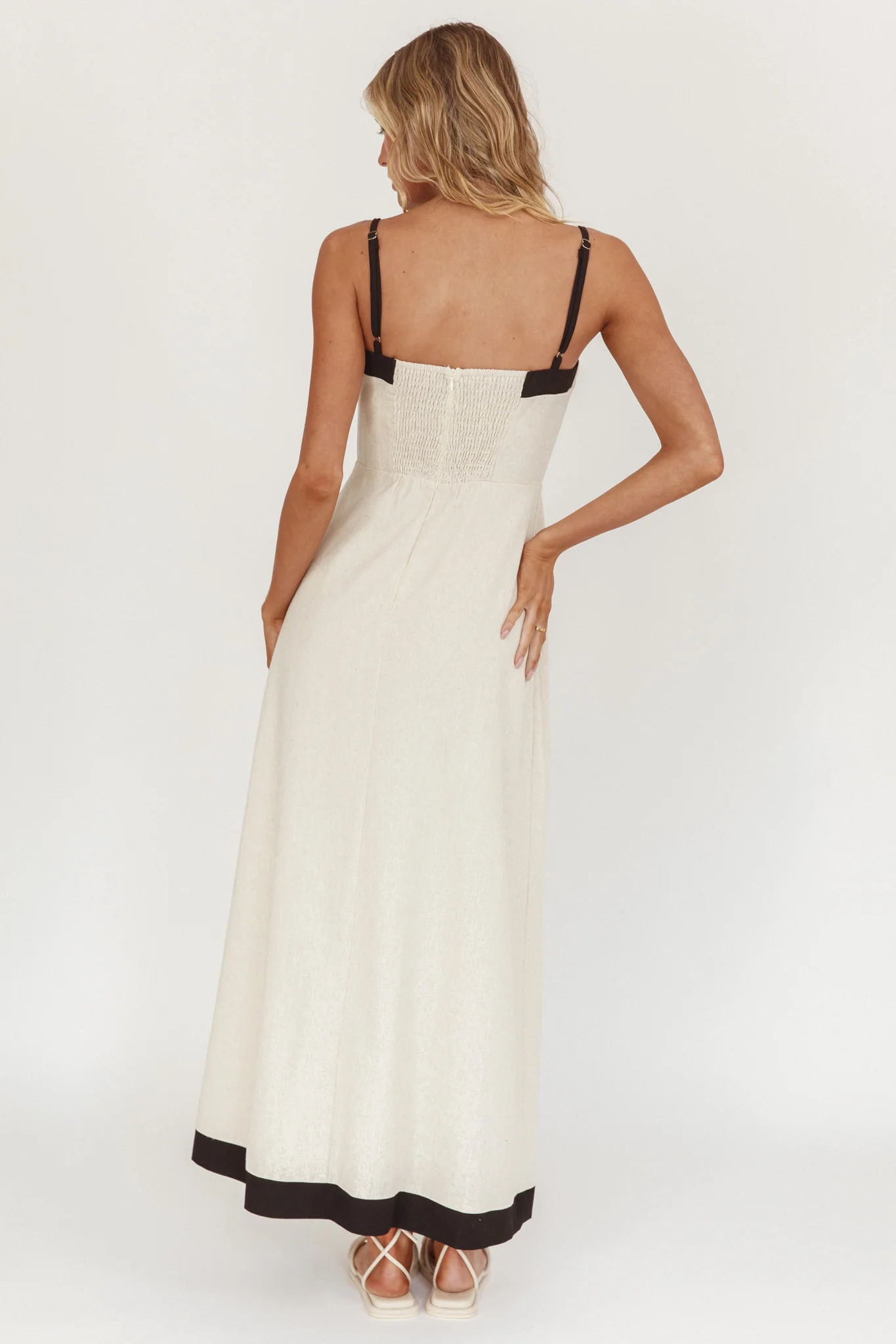 Sailing Away Button Front Maxi Dress Oat