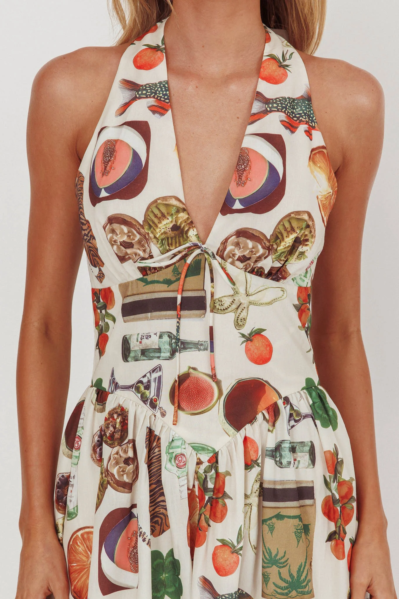 Clarette Basque Waist Open Back Maxi Dress Exotic Beige