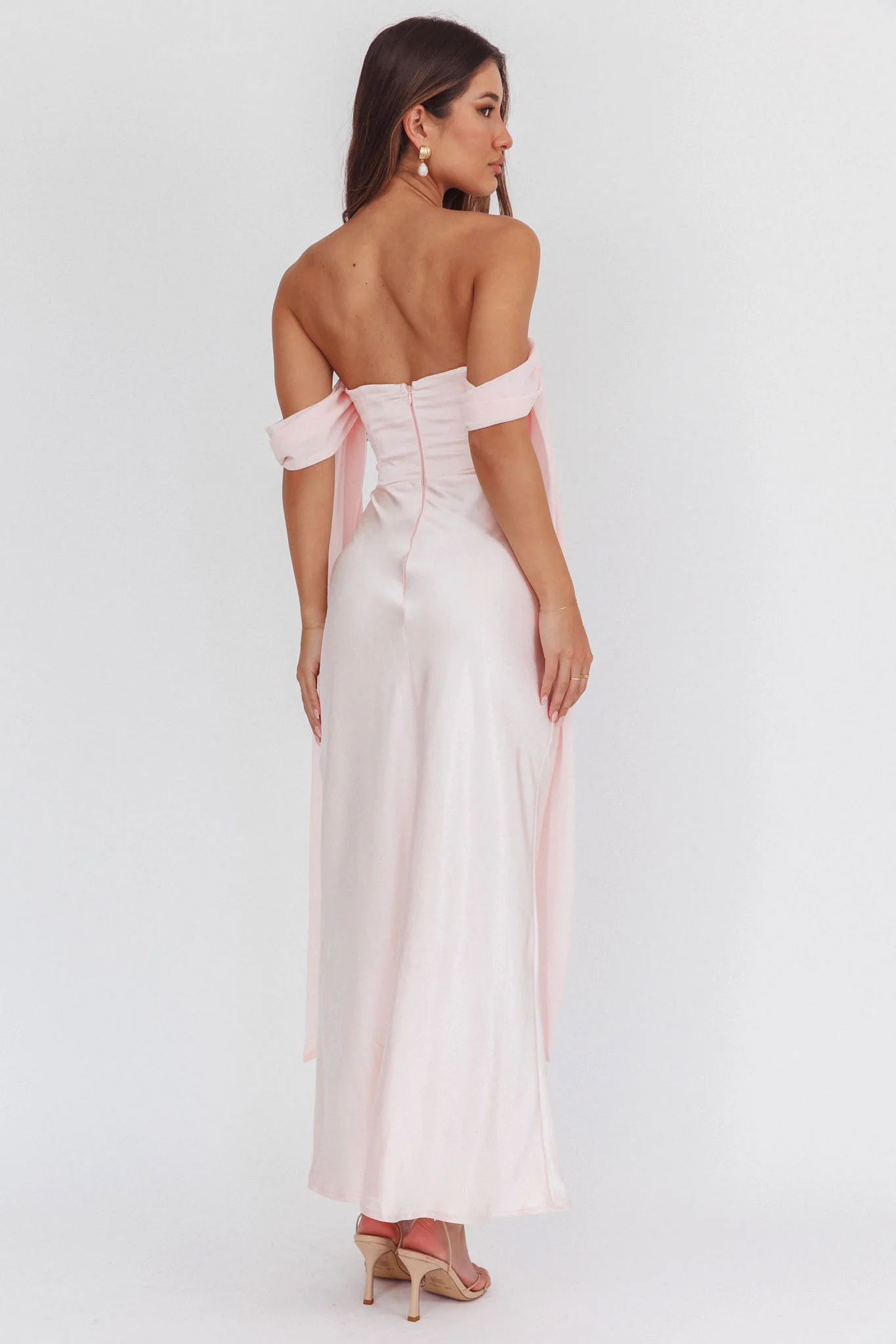 Odayah Draped Sleeve Maxi Dress Pink