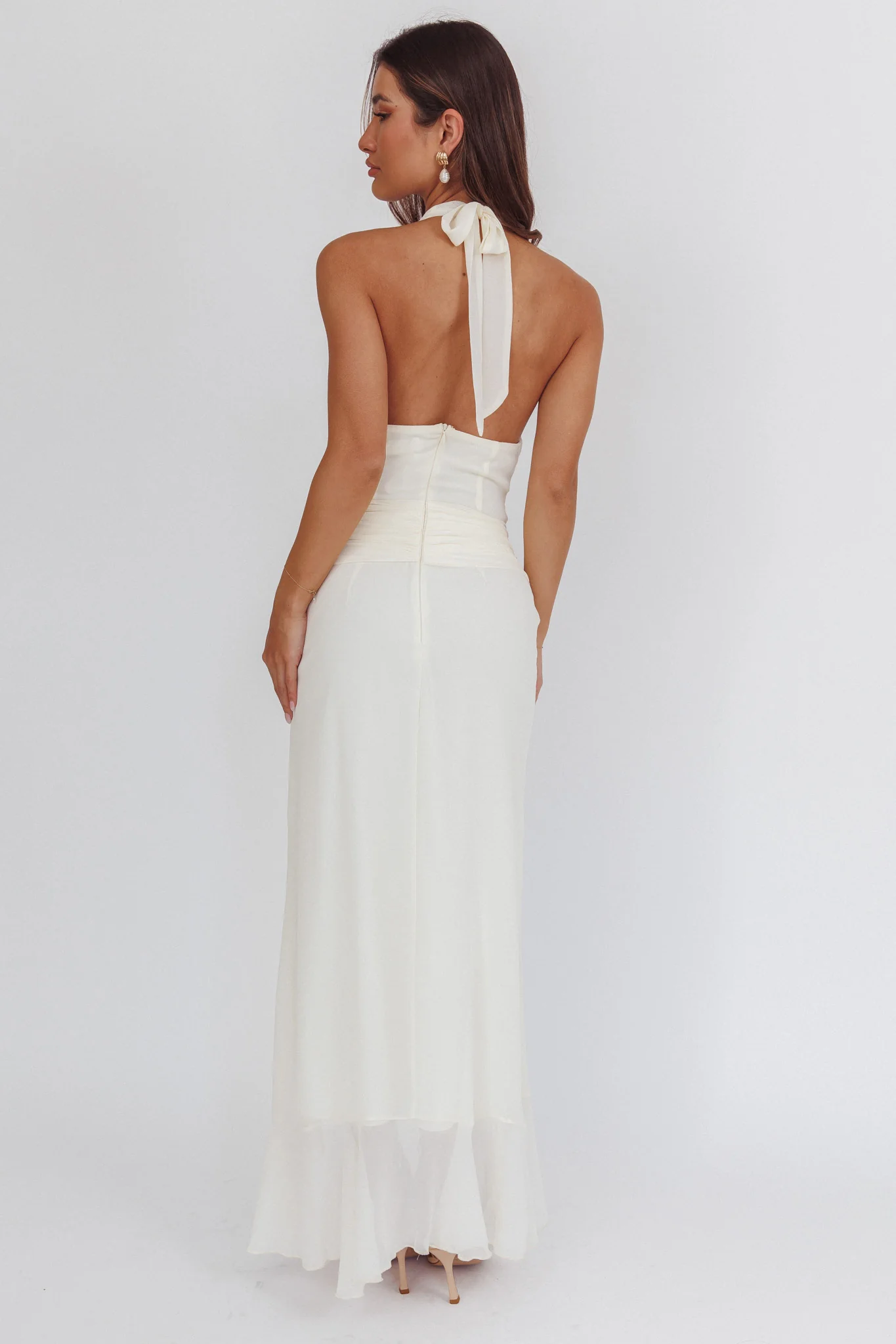 Logen Cowl Halterneck Maxi Dress Eggshell