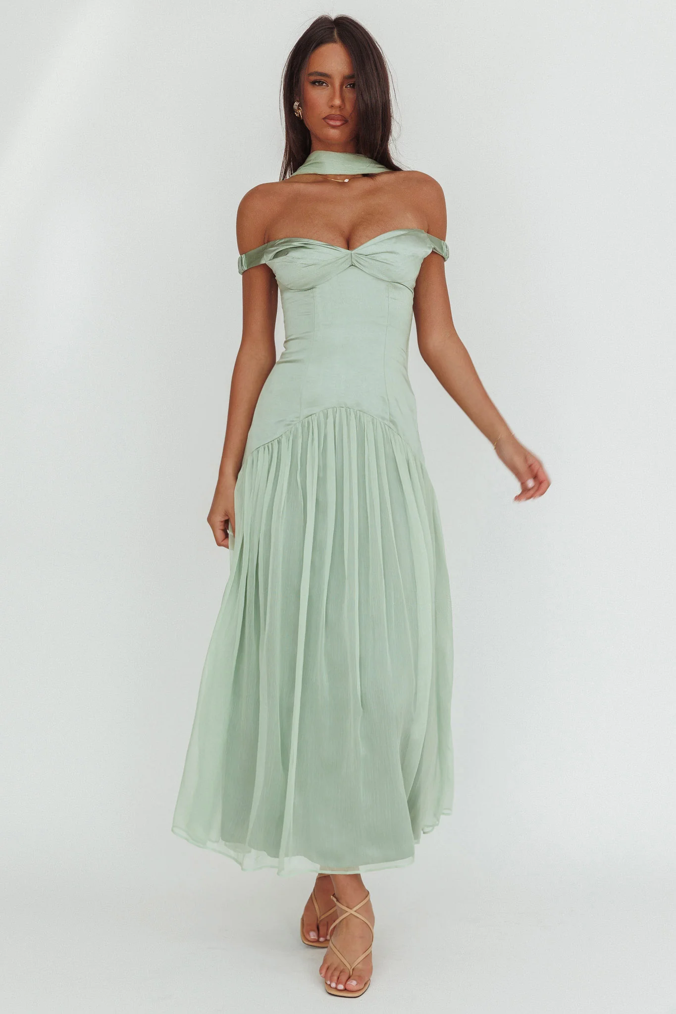 Kaycee Drop Waist Maxi Dress Sage