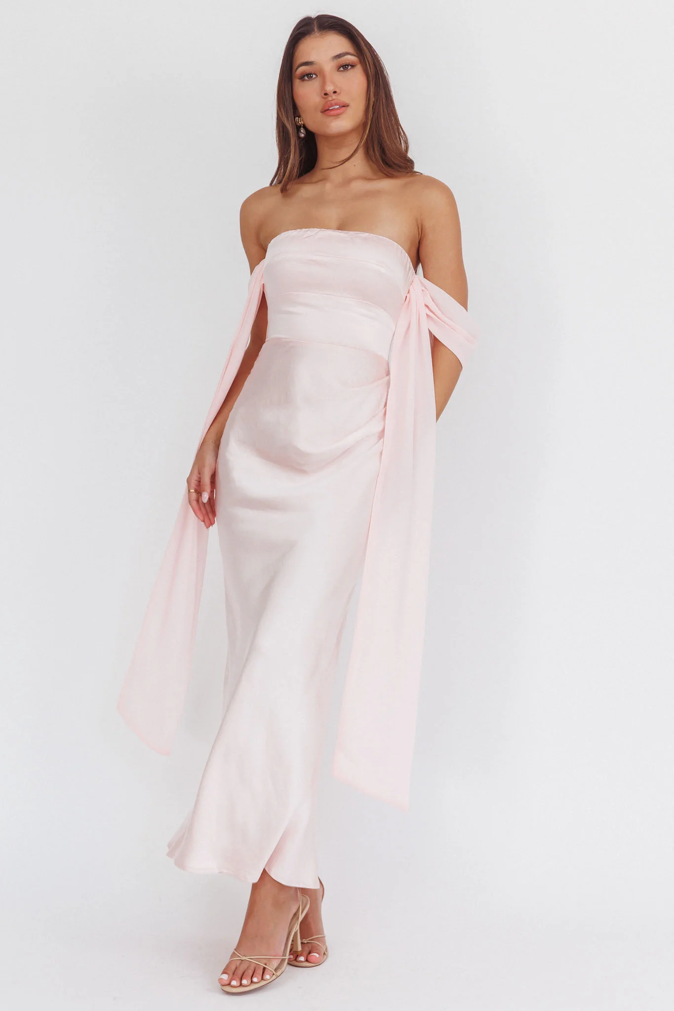 Odayah Draped Sleeve Maxi Dress Pink