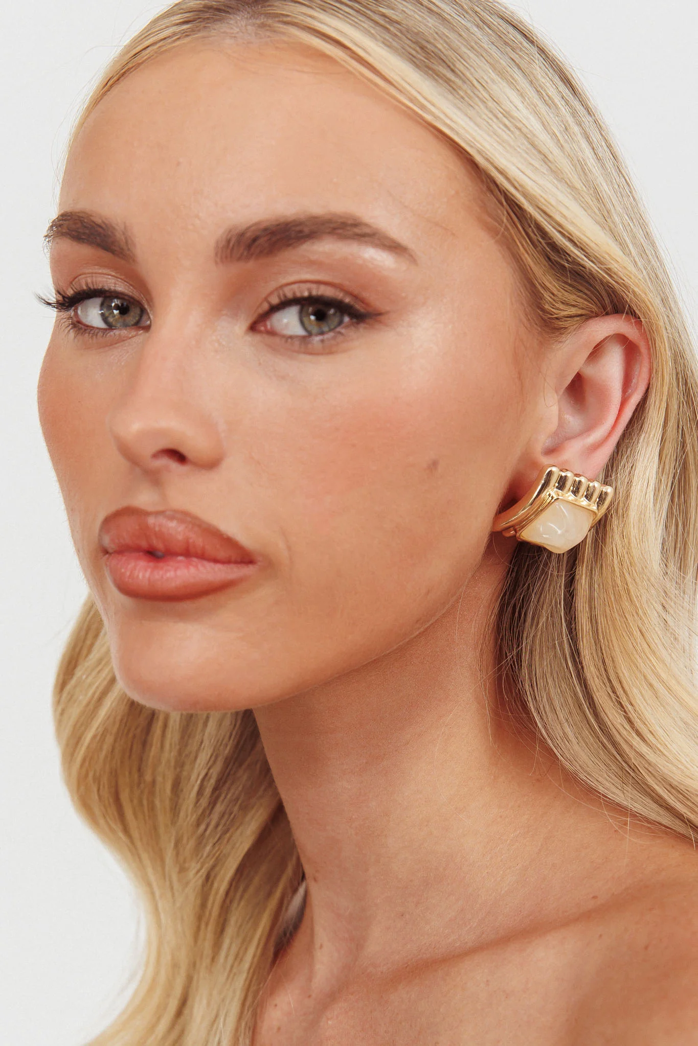 Silvia Geometric Earrings Gold/Ivory Tort