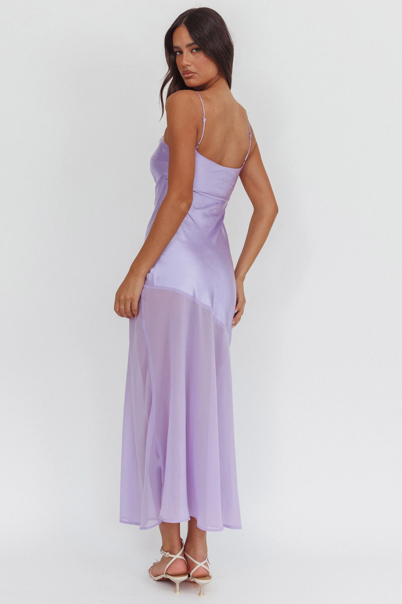 Gilded Dream Chiffon Hem Maxi Dress Lilac