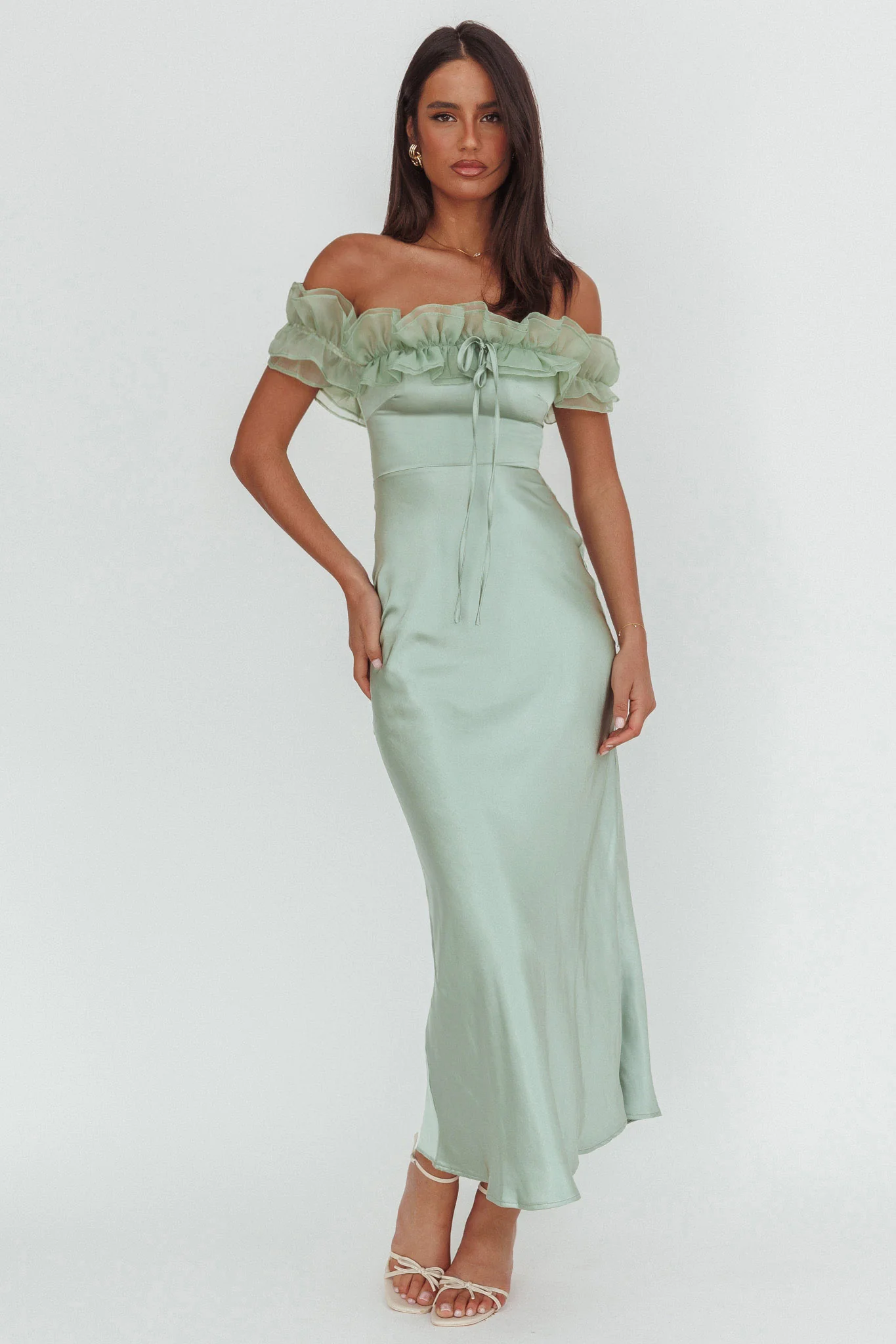 Summerfield Off-Shoulder Maxi Dress Pistachio